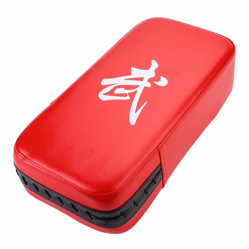 Almohadillas de Boxeo de Cuero PU para Muay Thai MMA Artes Marciales Entrenamiento (Rojo)