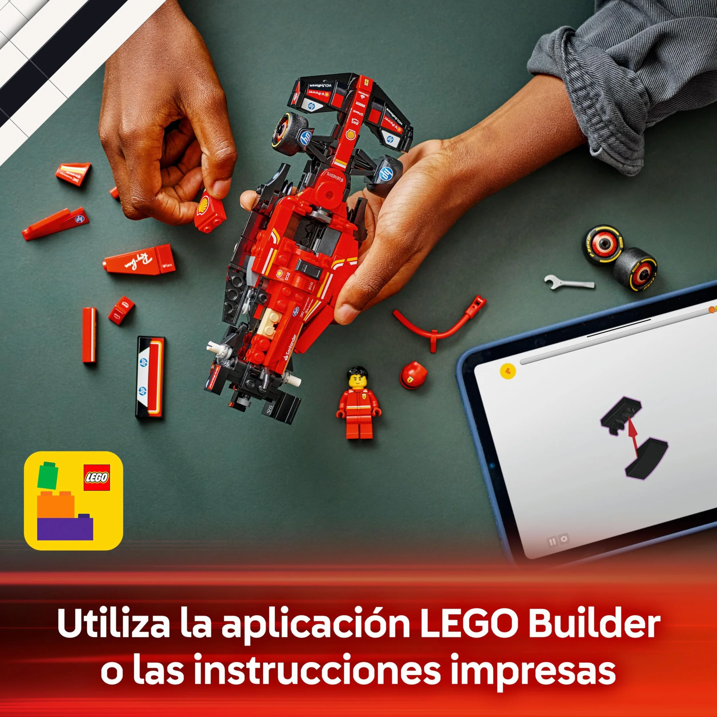 LEGO Speed Champions Coche de Carreras Ferrari SF-24 F1 de Juguete - Maqueta de Vehículo Rojo de Fórmula 1 y Minifigura de Piloto para Coleccionar - Regalo para Niños y Niñas de 10+ Años 77242