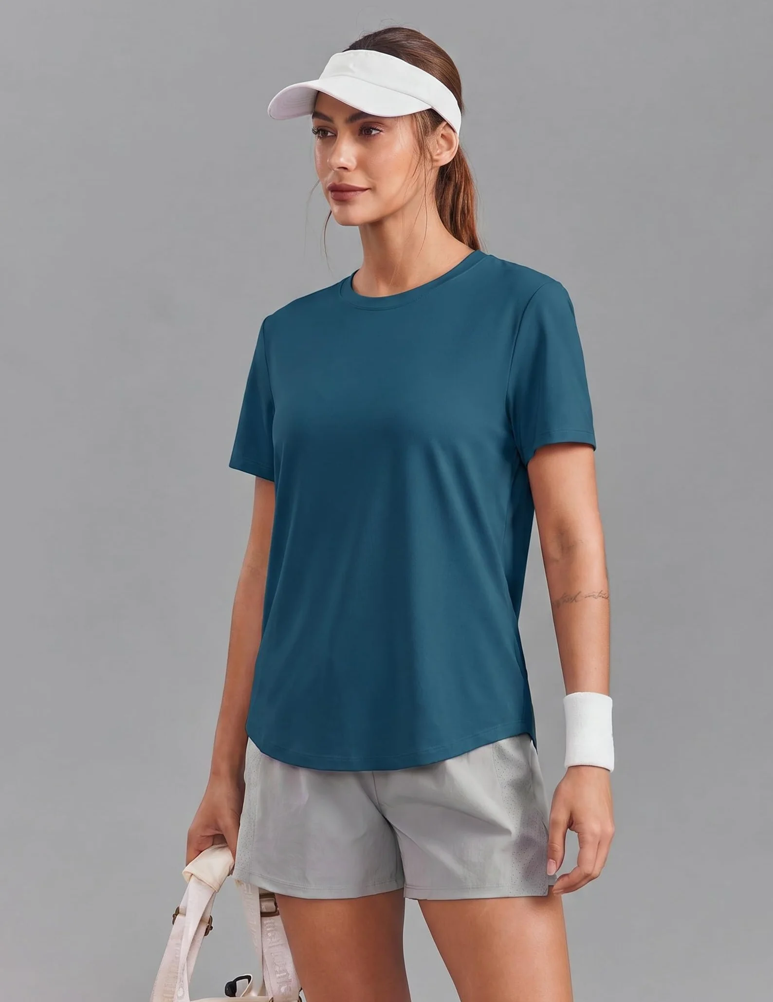 PINSPARK Camiseta entrenamiento mujer manga corta protección UV secado rápido deportes natación