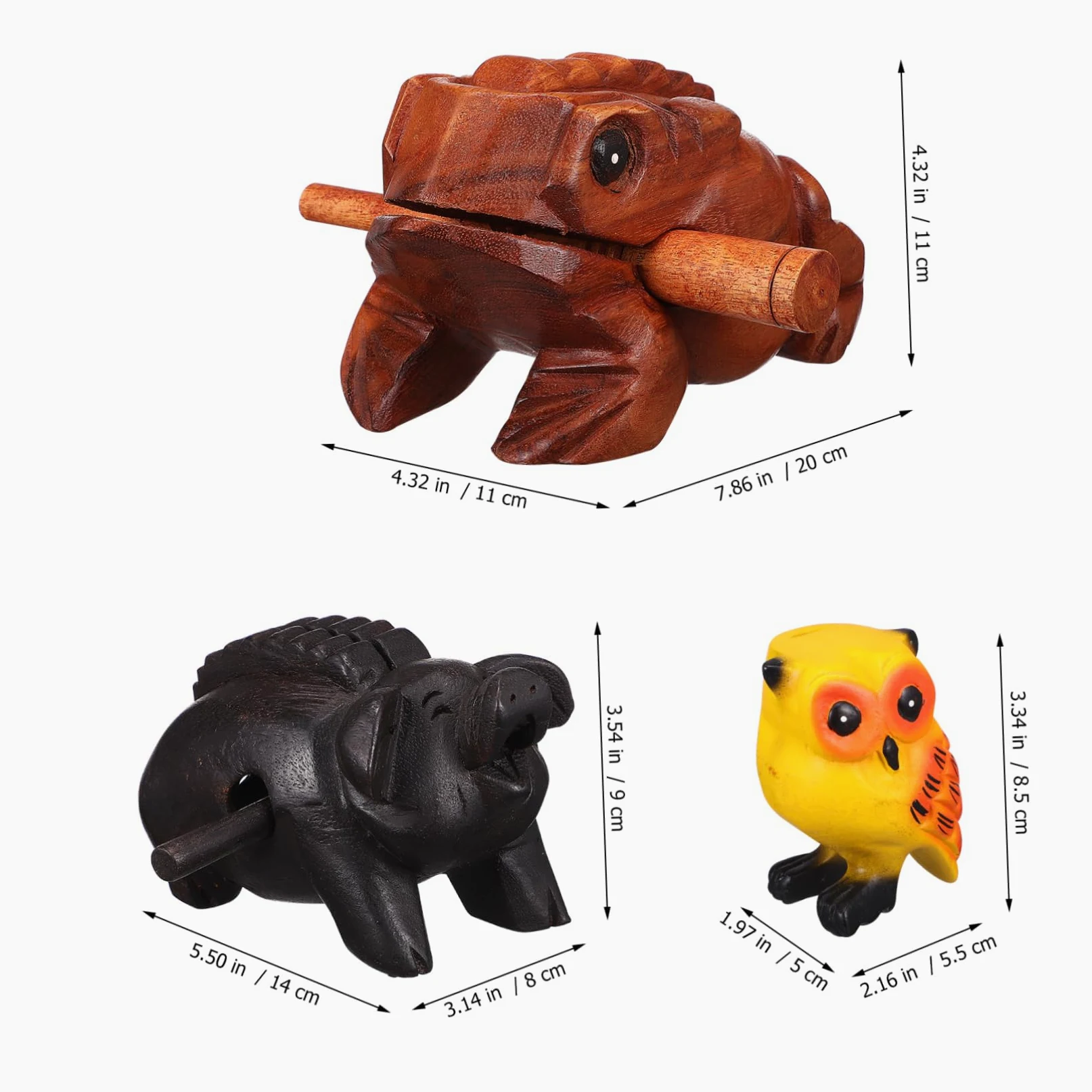 Mikinona 3pcs Animales De Sonido De Madera Decoración De Oficina Hogar Juguete Educativo Instrumento Musical