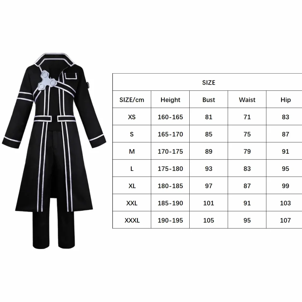 Kirito Cosplay Asuna Disfraz Anime Kirito Disfraz Negro Uniforme Gabardina Yuuki Asuna Disfraz Halloween