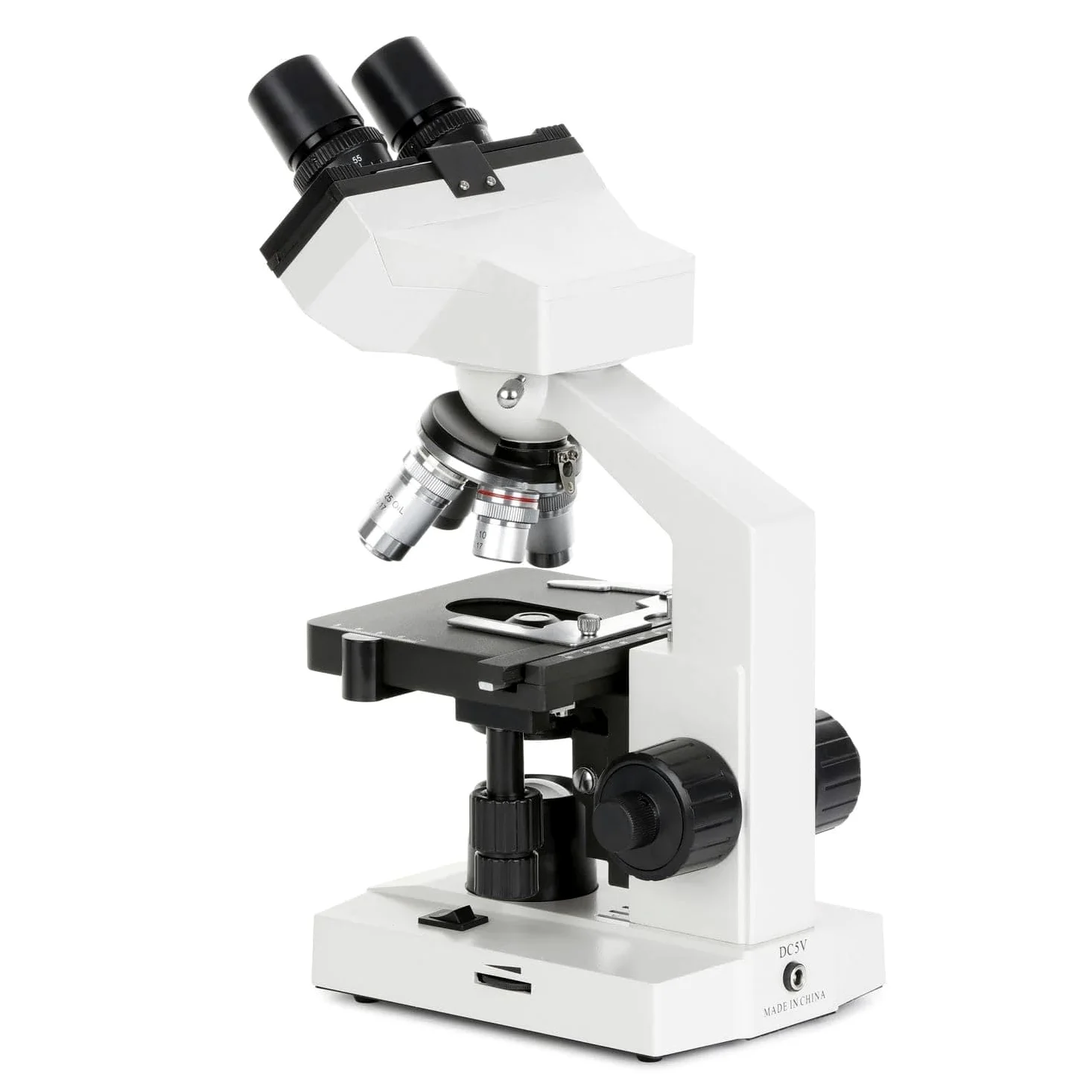 Microscopio binocular LED de laboratorio con escenario mecánico y enfoque coaxial, aumento de 40x a 2000x para investigación científica y educación