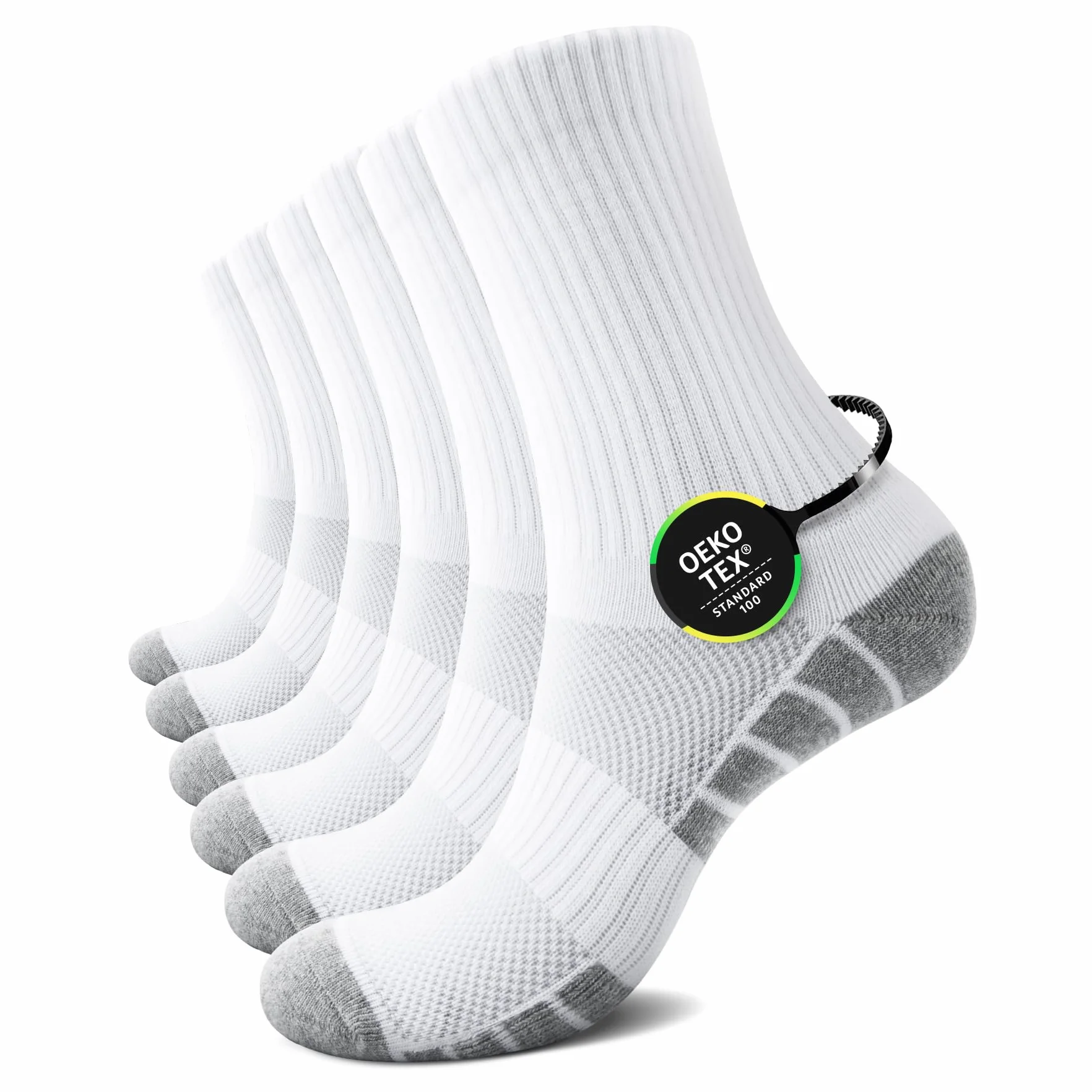 Calcetines de Running Hombre Mujer Algodón Negro Blanco Gris 6 Pares