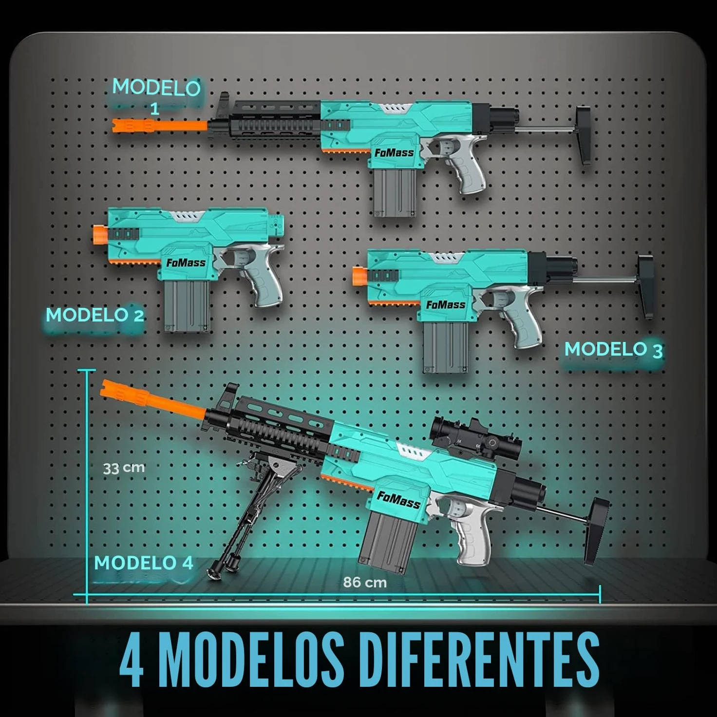 Pistola de Juguete eléctrica para niños, 3 Modos, 50 pies, 2 revistas, 100 Dardos, Recargable, 6 años en adelante, niños