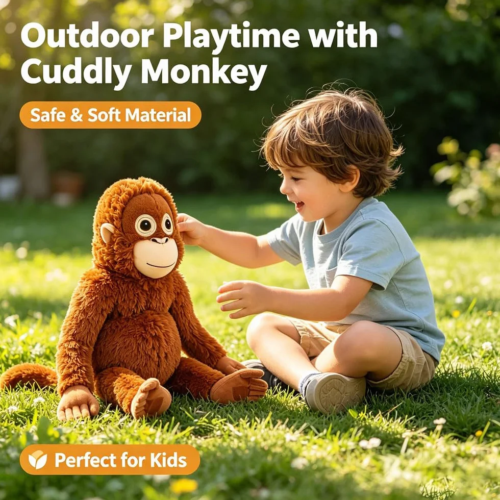 Punch Monkey Peluche, Peluche de orangután Grande de 66 cm, Manos MagnéTicas Mono de Peluche, Lavable y Seguro para niños,Peluche de Apoyo Emocional para Niños y Adultos