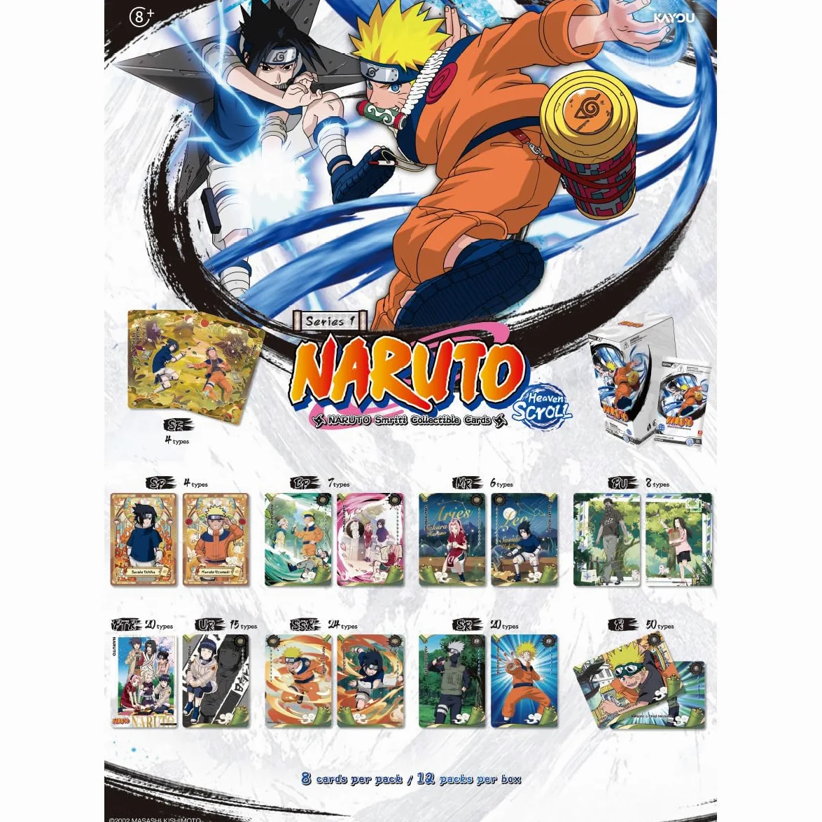 Kayou Naruto Heaven Scroll Edition Blister (24) | Caja con 24 Blisters de Cartas Coleccionables, 8+ Años, Español/Alemán/Inglés/Francés/Italiano
