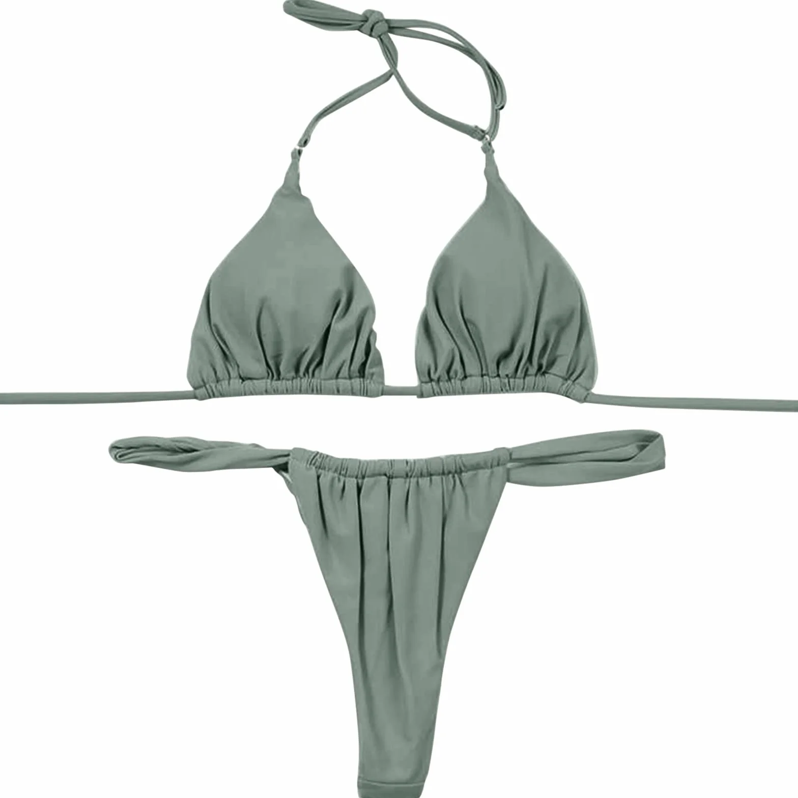 riou Conjuntos de Bikinis Push Up Sexy Brasileño Bañador Halter Baño Natación Deportivos Cuello V Relleno Tanga Dos Piezas Original Surf