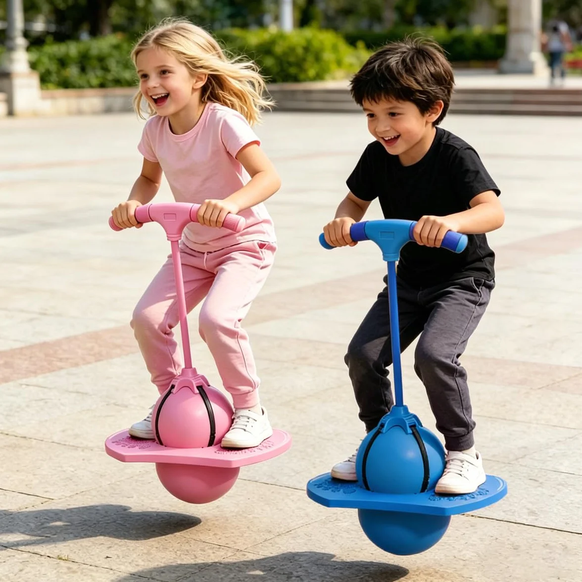 Pelota de Salto de Pogo, Pogo Balón de Salto, Pelota de Salto de Equilibrio, para Entrenar el Equilibrio, usable en salón, terraza y jardín, con Bomba (Rosa)