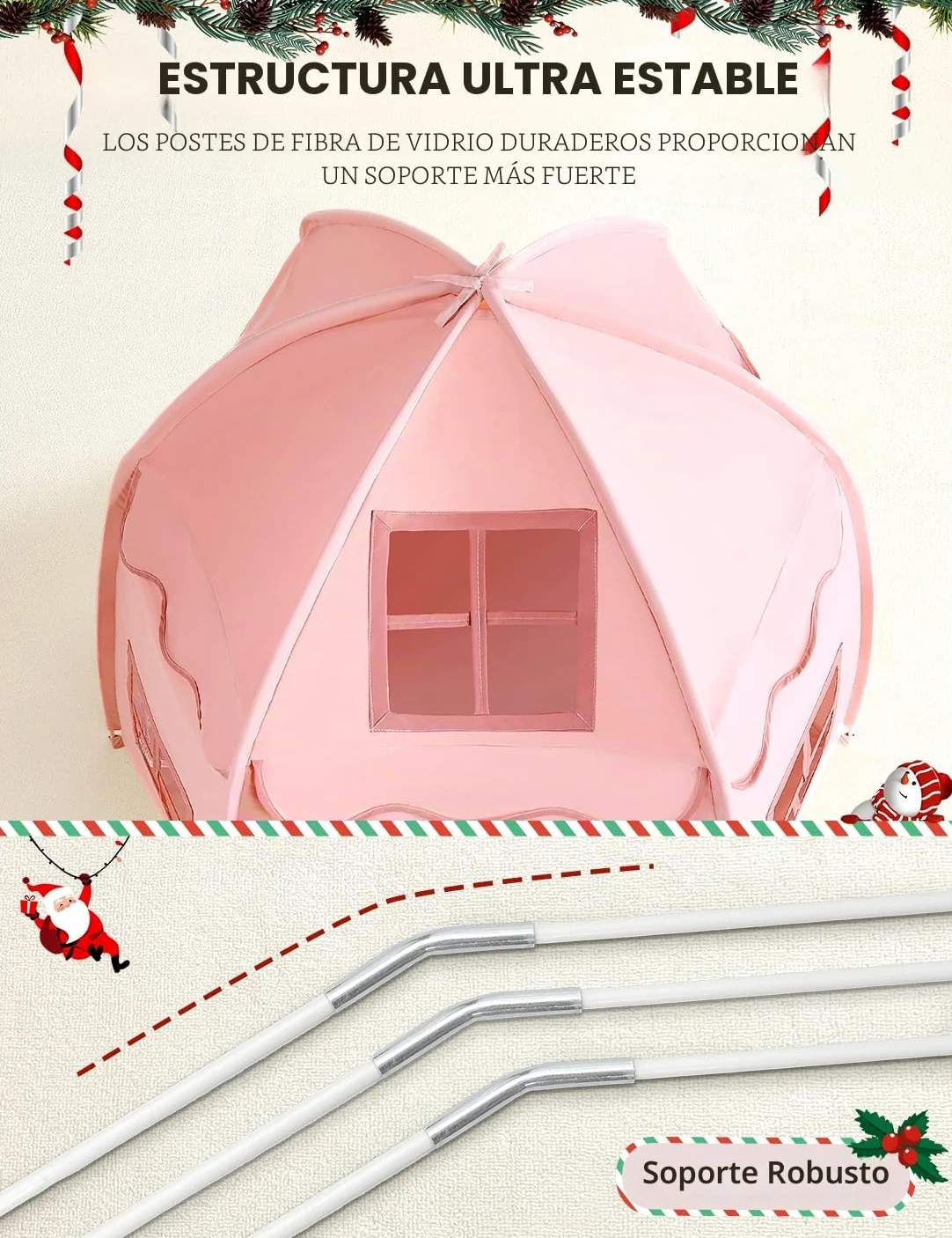 Besrey Tienda de Campaña Infantil Rosa - Casita para Niños con Diseño de Castillo, Grande y Fácil de Montar, Ideal para Juegos Interiores y Exteriores, Niñas y Niños
