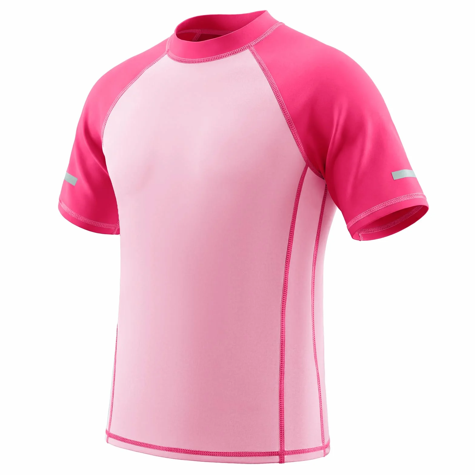 Camiseta de Baño Niños Niñas Protección Solar Manga Corta Rash Guard Rayas Reflectantes Secado Rápido 7-15 Años