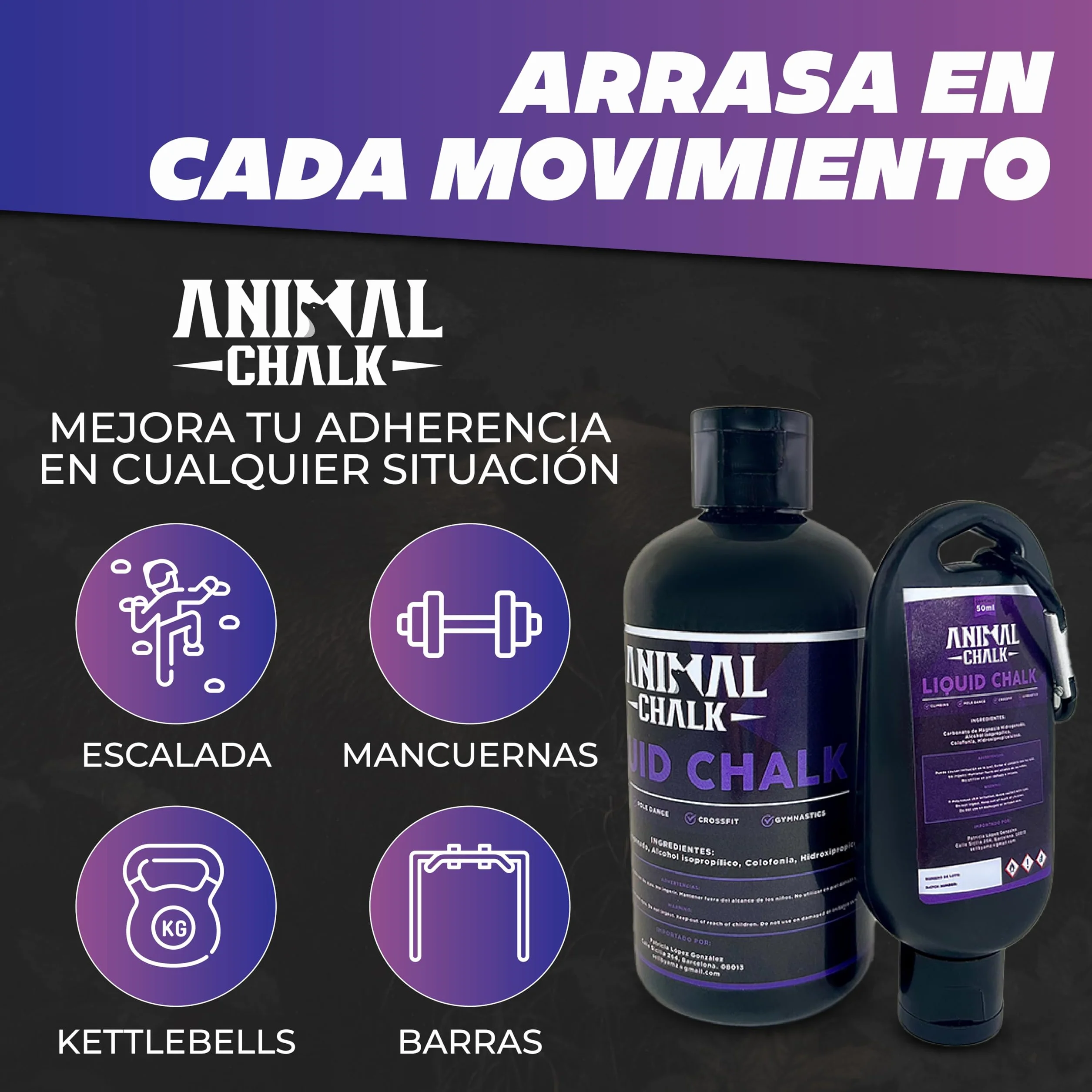 Magnesio Líquido Carbonato de Magnesio 250ml+50ml para Gimnasio Crossfit Escalada Calistenia Levantamiento de Pesas Agarre