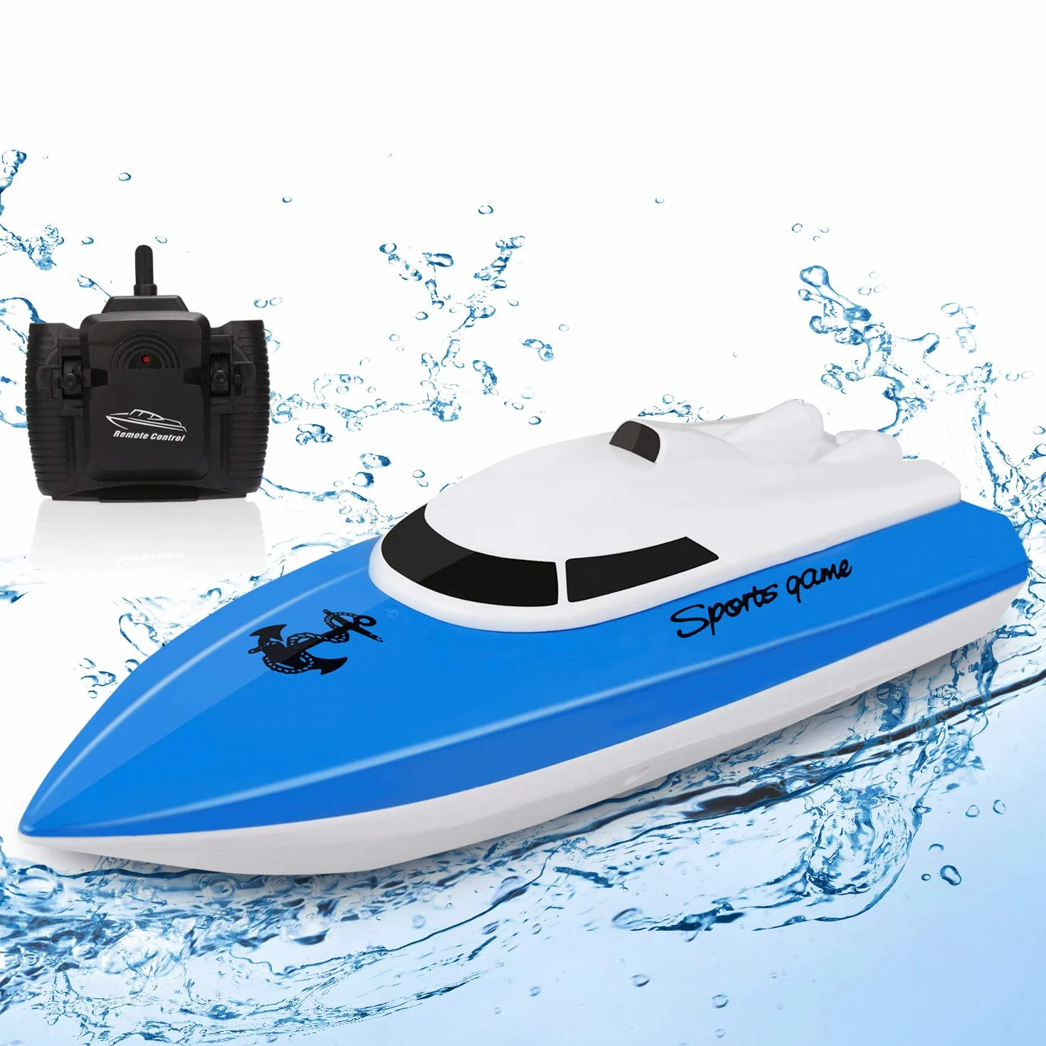 Barco Teledirigido para Niños,Más de 100 Minutos de Tiempo de Juego, 2,4 GHz de Alta Velocidad para Lago,Piscina o Estanque con Batería de 1800 mAh,Juguete Acuático de Regalo para Niños y Niñas(Azul)