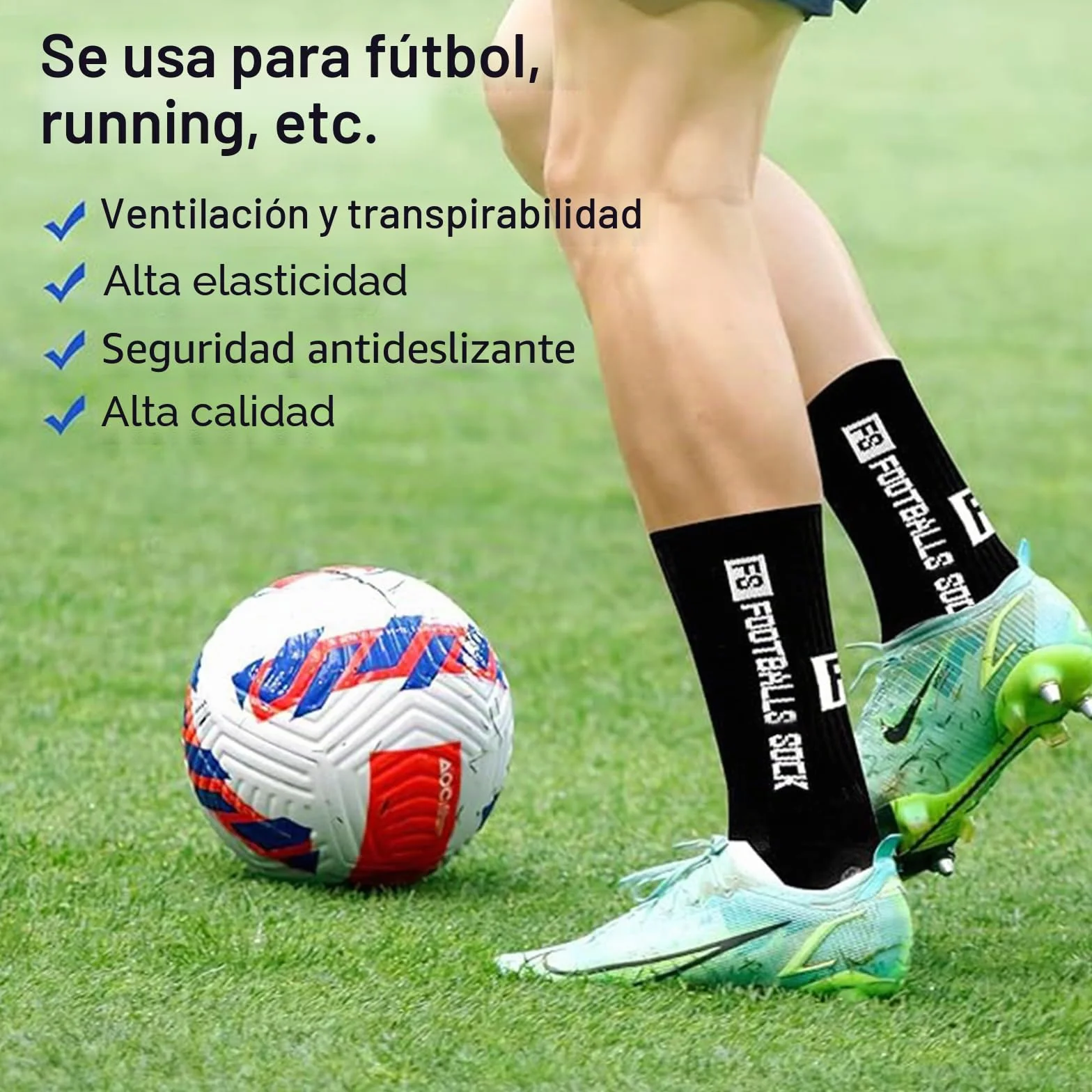 Calcetines de fútbol para hombre antideslizantes 2 pares 35-39 39-46 46-50