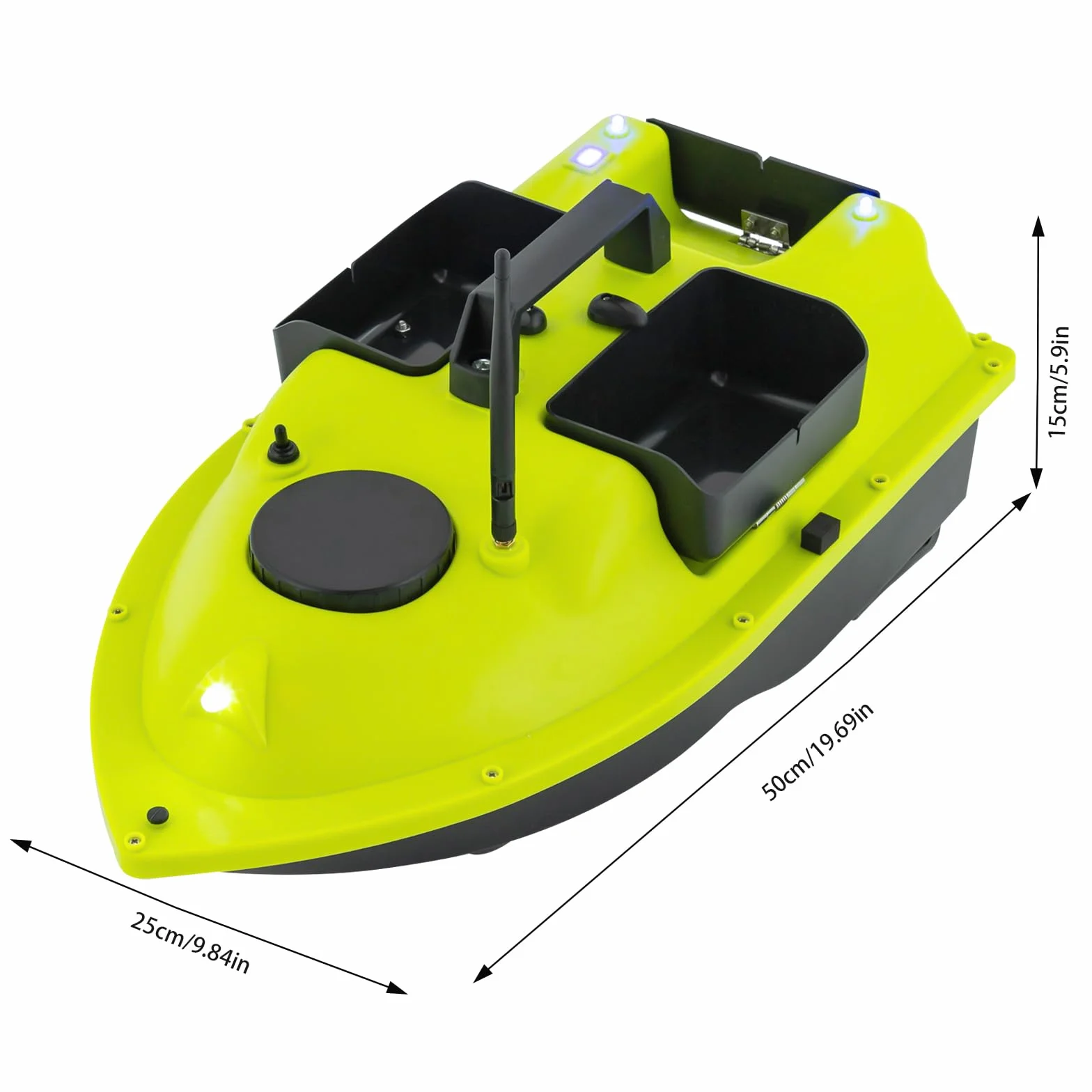 Barco de pesca con GPS, 99 posiciones, motor dual de 52 W, batería de 90 min, alcance de 600 m, mando a distancia LCD, incluye bolsa de transporte