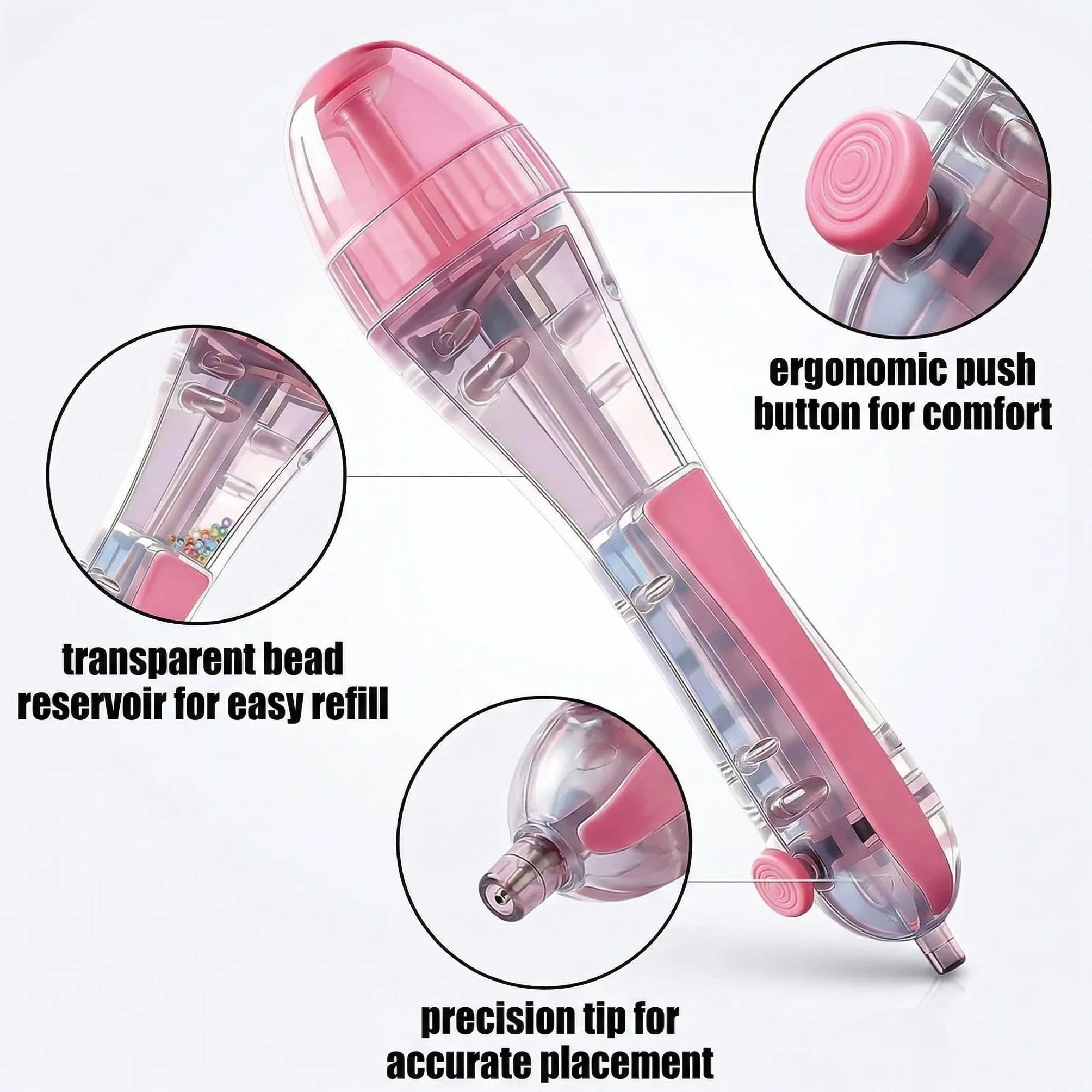 Pluma Para Cuentas Fuse Beads 2.6Mm, Distribuidor De Cuentas Fusibles Para Decoraciones Diy Navideñas Y Caseras, Interacción Padre-Hijo Y Manualidades Para Niños(Rosa)