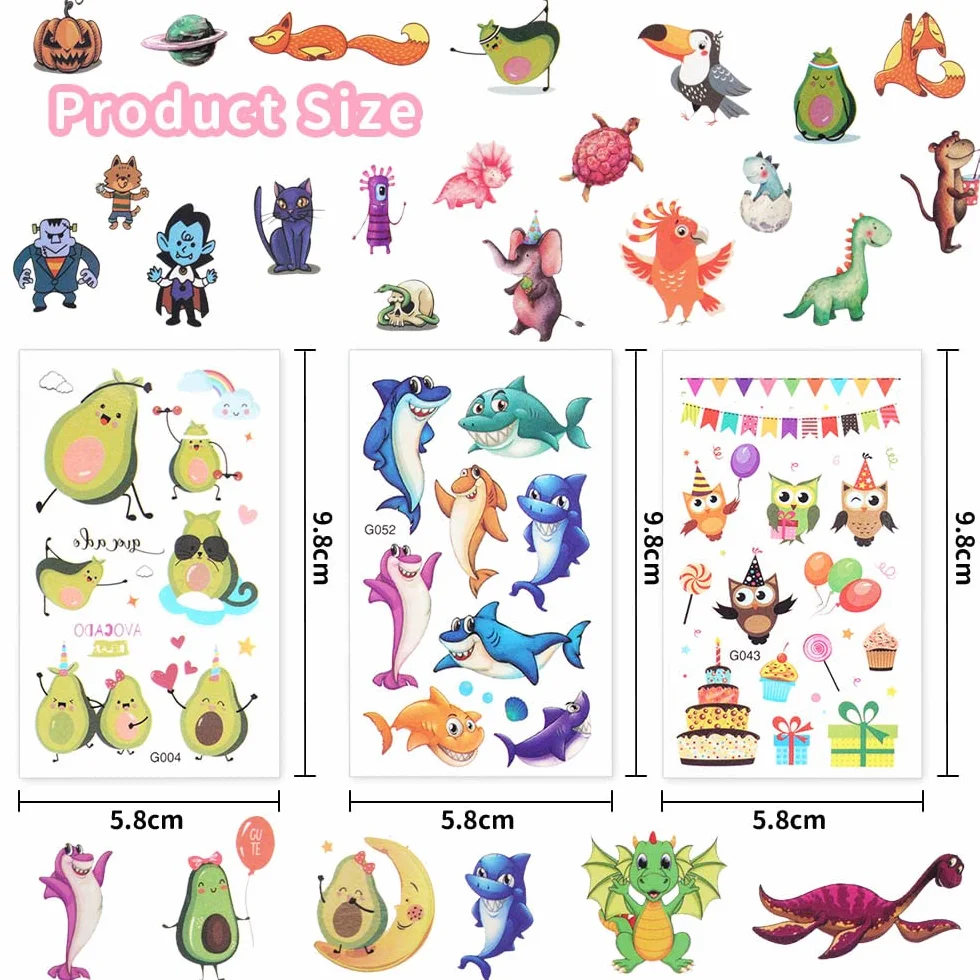 ACWOO Dibujos Animados, 60 Hojas Impermeables Tatuajes Temporales Niños Pegatinas, Navidad Halloween Estilo Mixto Regalo
