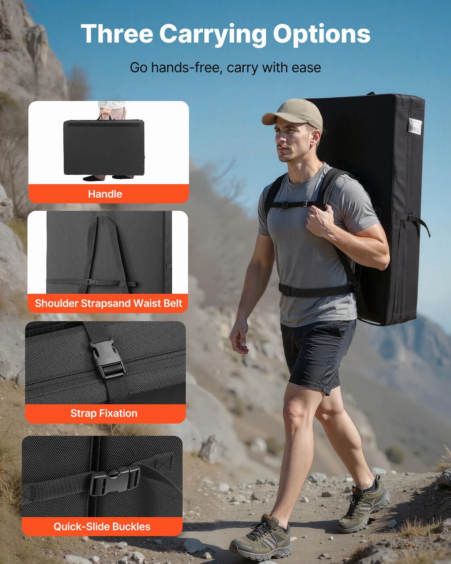 VEVOR Boulder Airpad, Almohadilla de Choque Plegable con Correas Ajustables para Montañismo y Escalada