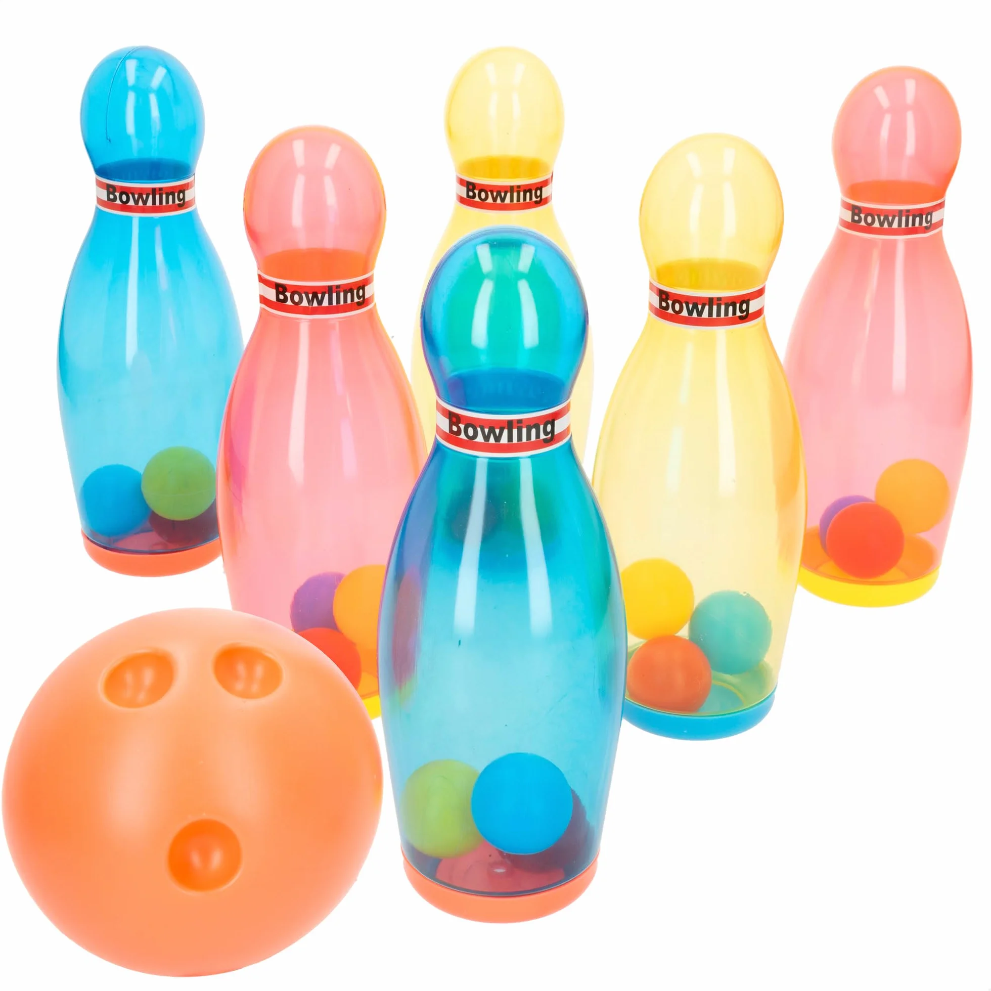 ColorBaby Fun Area! Juego de Bolos, Bolo 7,5x21 cm, Pelota de Ø10 cm, Juegos para niños Exterior, Juguete Infantil niño, Juego Entrenamiento, Juguetes Verano, A Partir de 3 años (47688)
