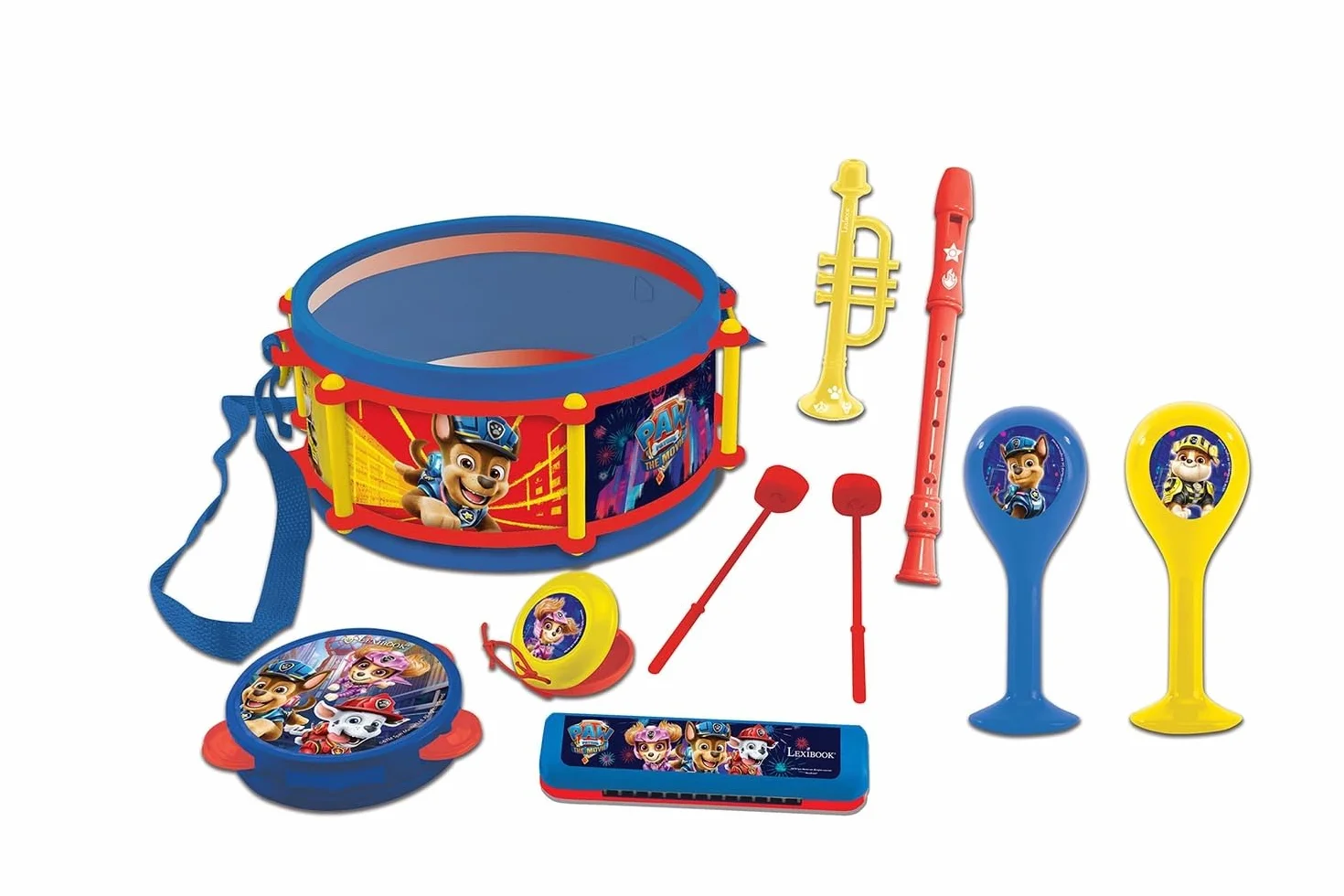 Lexibook Patrulla Canina Chase Marshall Juguete Musica, 7 Instrumentos Tambor, Maracas, Castañeta, Armónica, Grabadora, Trompeta, Pandereta, K360PALXB