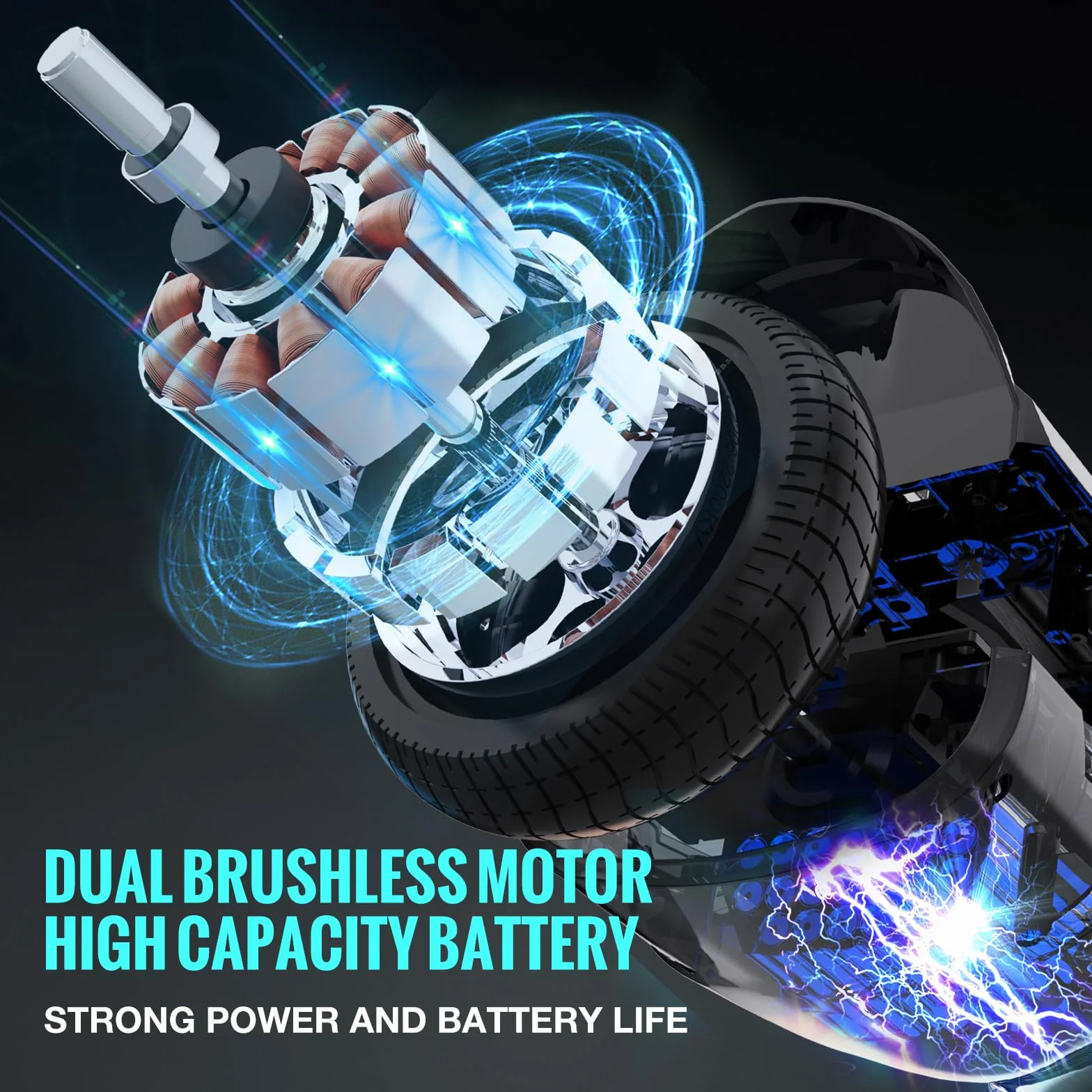 EVERCROSS EV2 Hoverboards con Asiento - 5.2 Ah Batería, 15 km/h, Música Bluetooth, Luces de Pedal de 7 Colores, Carga máxima 85 kg, Hover Board con Hoverkart para Niños, Adolescentes y Adultos Negro