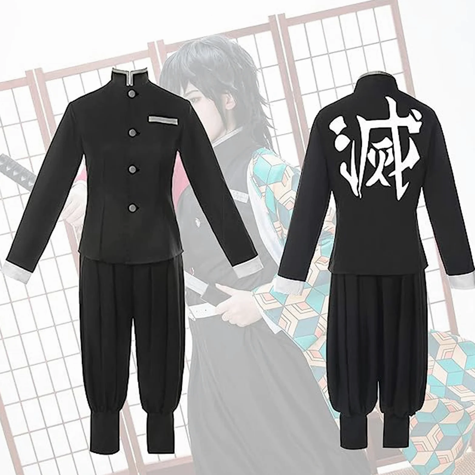 CR ROLECOS Mitsuri Cosplay for Demon Slayer Mitsuri Full Set Tomioka Giyuu Costume Giyuu Anime Outfit for Halloween