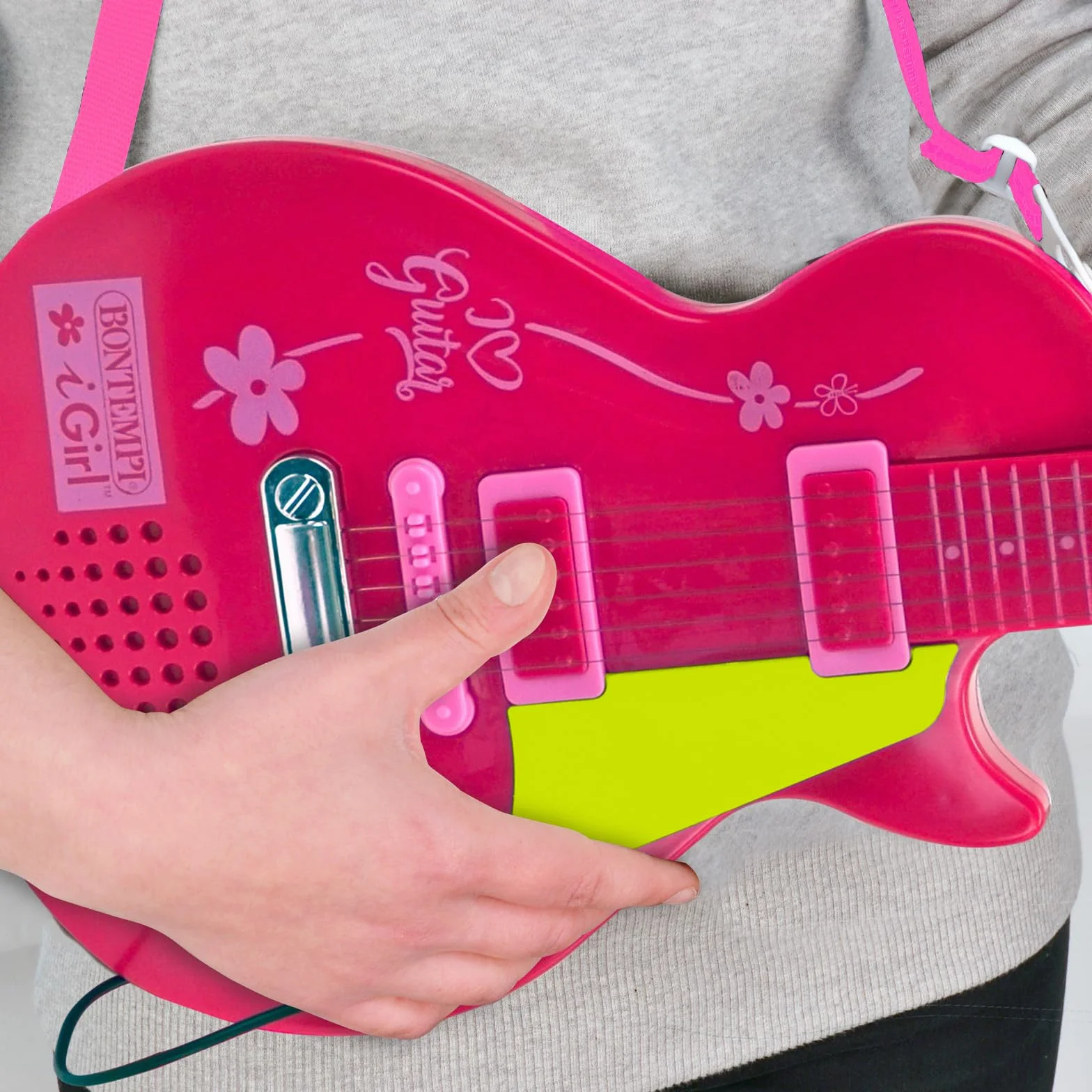 Bontempi | ElectroGroove con Micrófono - Guitarra Rock Electrónica para Vibraciones Potentes y Ritmos Innovadores, Rosa, 225x225x1120 mm