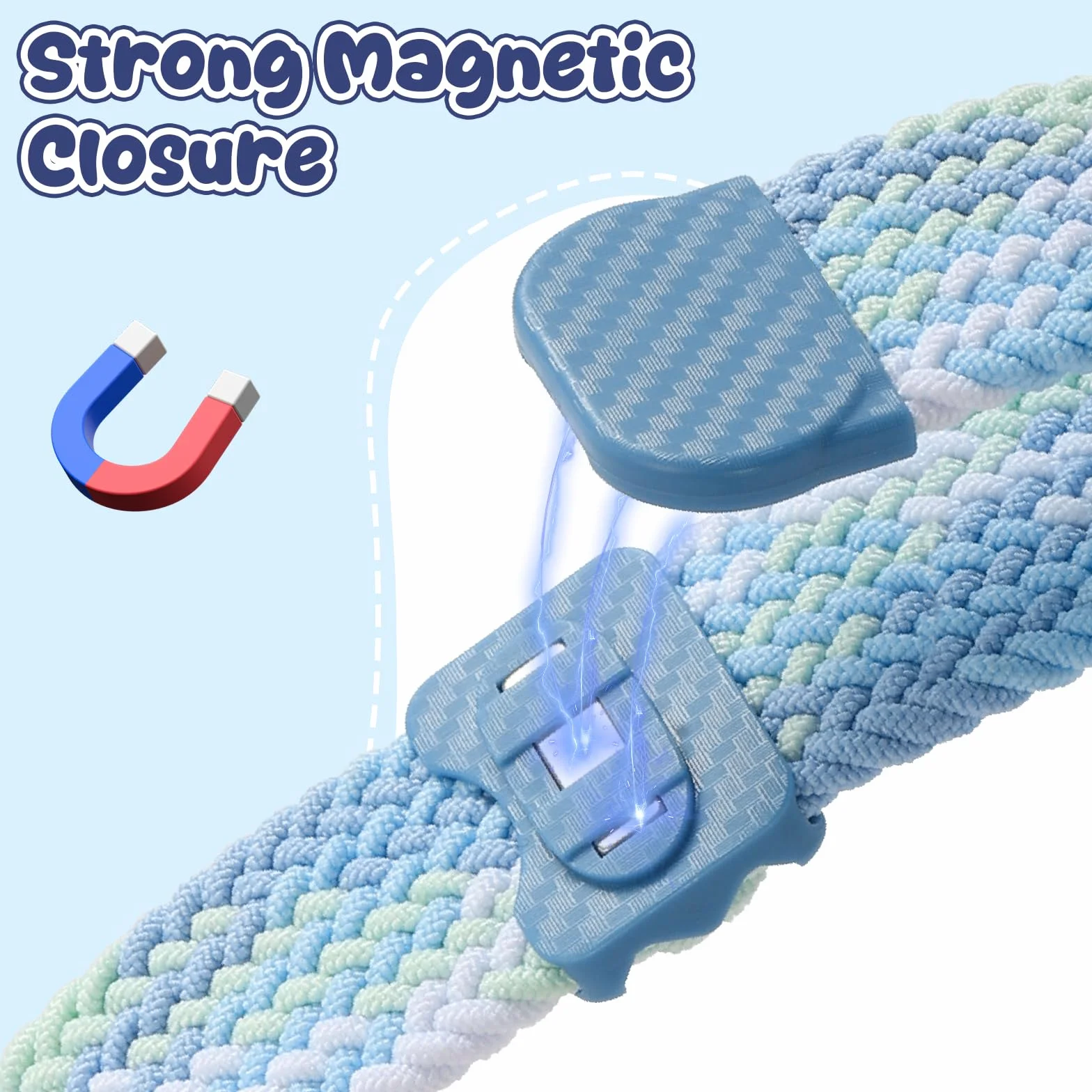 Pulsera de Nylon Tejido Magnético 16mm Compatible con Xplora X5 Play/Kidzi/XGO 2/XGO 3 Correa de Repuesto Impermeable para Niños