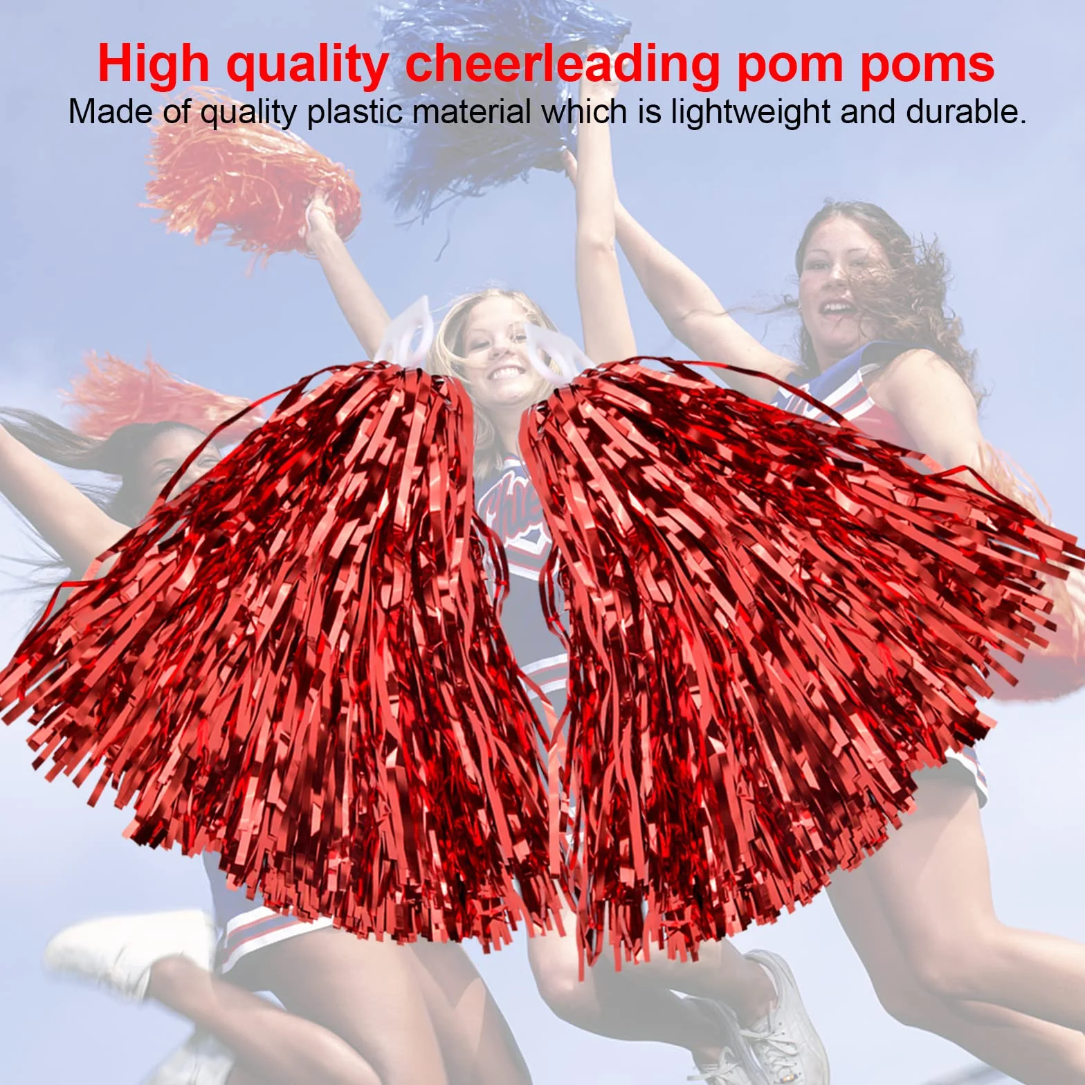 Pompones de Animadora con Anillo de Plástico para Bailar, Fiestas Deportivas - 6 Piezas