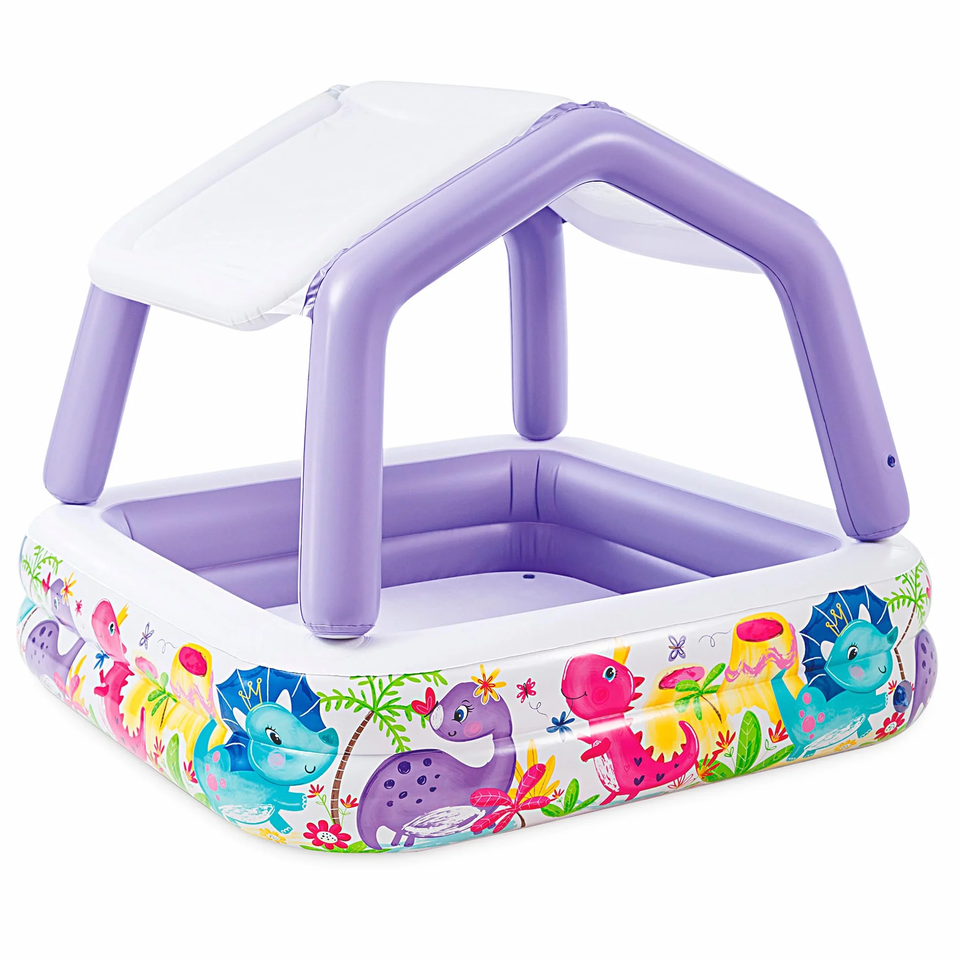 Intex Piscina Hinchable Infantil, 157x157x122 cm, 295 litros, con toldo Desmontable, Diseño acuático, Tapón de desagüe, Uso Exterior, Vinilo Resistente, Parche de reparación Incluido, +2 años (57470)