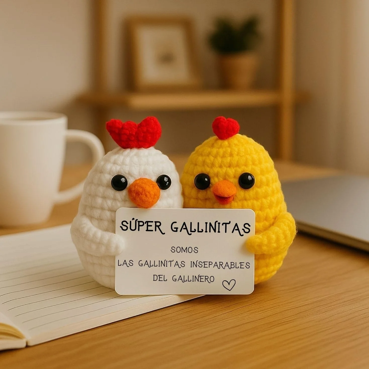 Super Gallinitas© | Regalo Original para Amigas | Idea Sorpresa Colega Companera Mejor Amiga BFF | Cumpleanos Fiesta Secret Santa Pascua | Peluche Hecha a Mano| Divertido & Cute | Amistad Inseparable