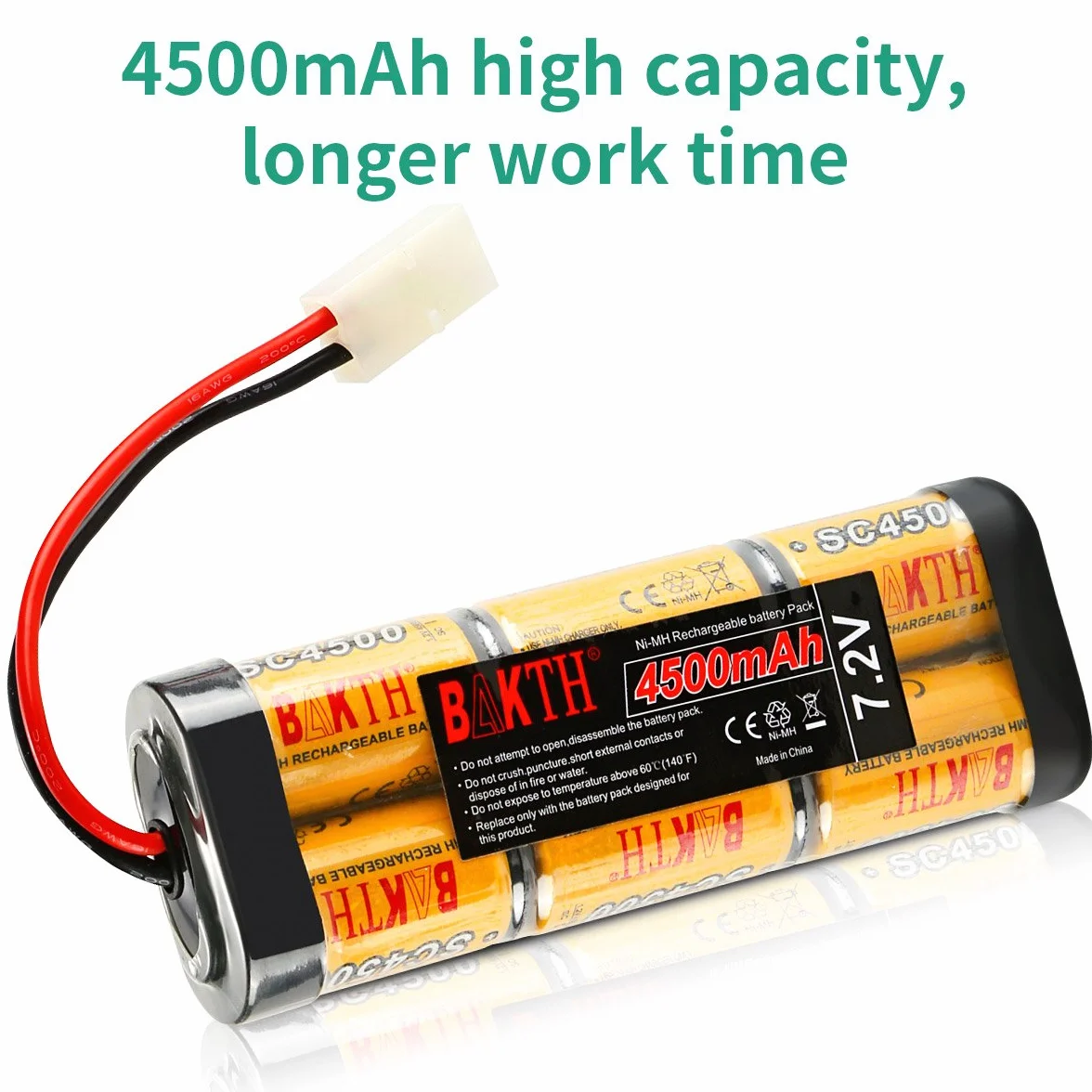 BAKTH 4500mAh 7.2V NiMH RC Batería de Carreras para Coches, Aviones, Robots