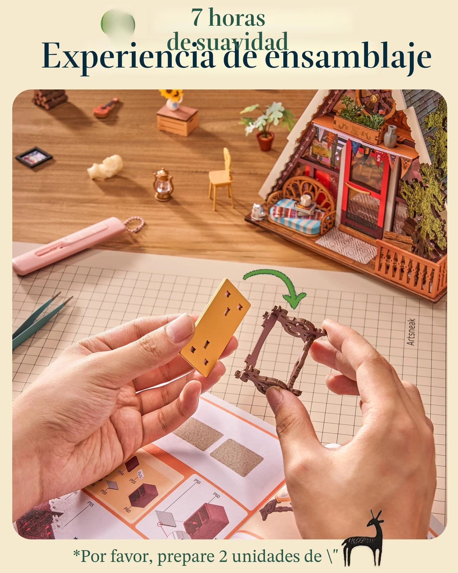 Rolife Casa de Muñecas Cabaña A-Frame Modelo de Madera Casa en Miniatura Sanación Natural Cabaña del Bosque de Cuento de Hadas Decoración del Hogar Regalo Creativo para Adultos