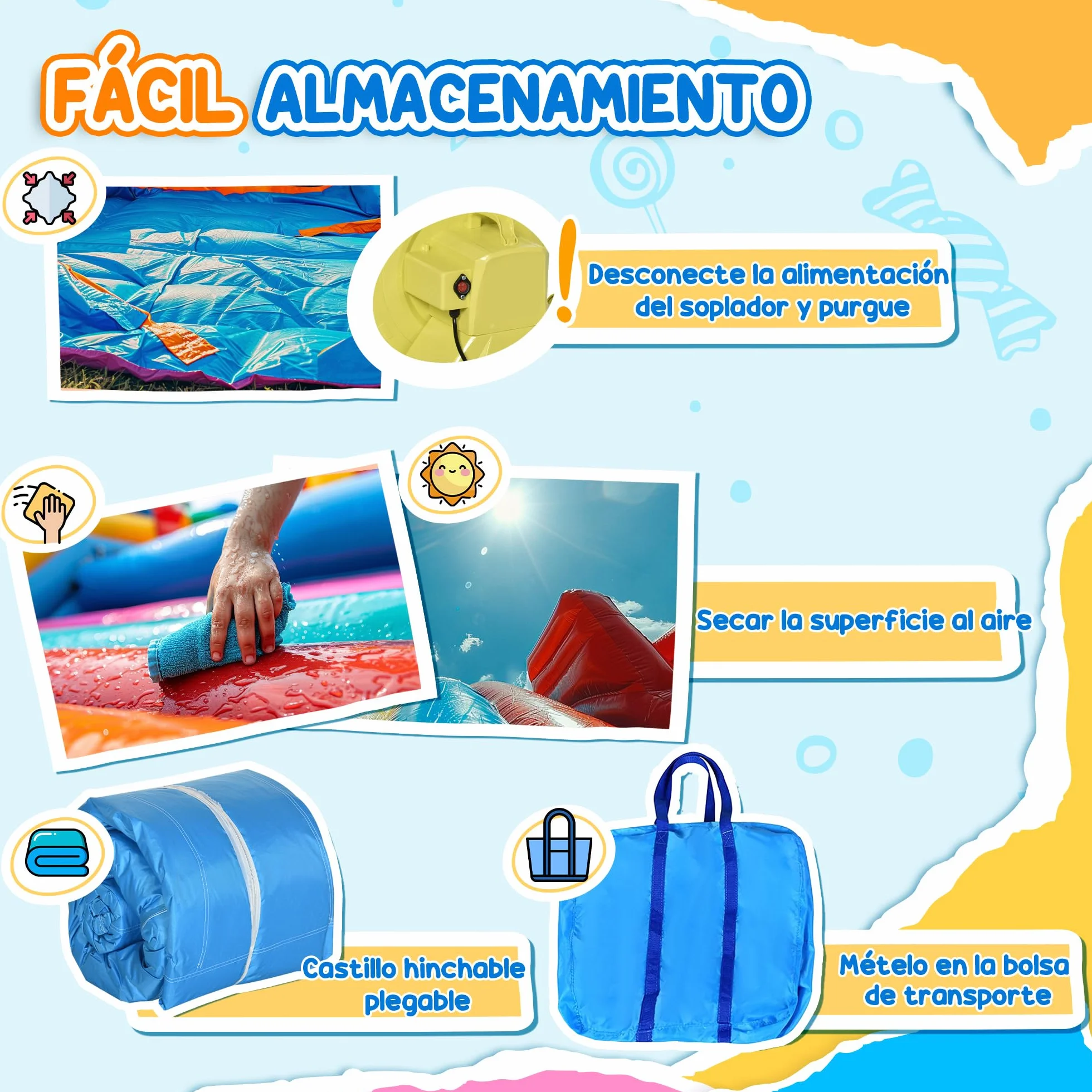 Outsunny Castillo Hinchable para Niños +3 Años 6 en 1 Castillo Inflable con Inflador Parque Acuático con Tobogán Zona de Salto Piscina y Bolsa de Transporte 330x245x215 cm Multicolor