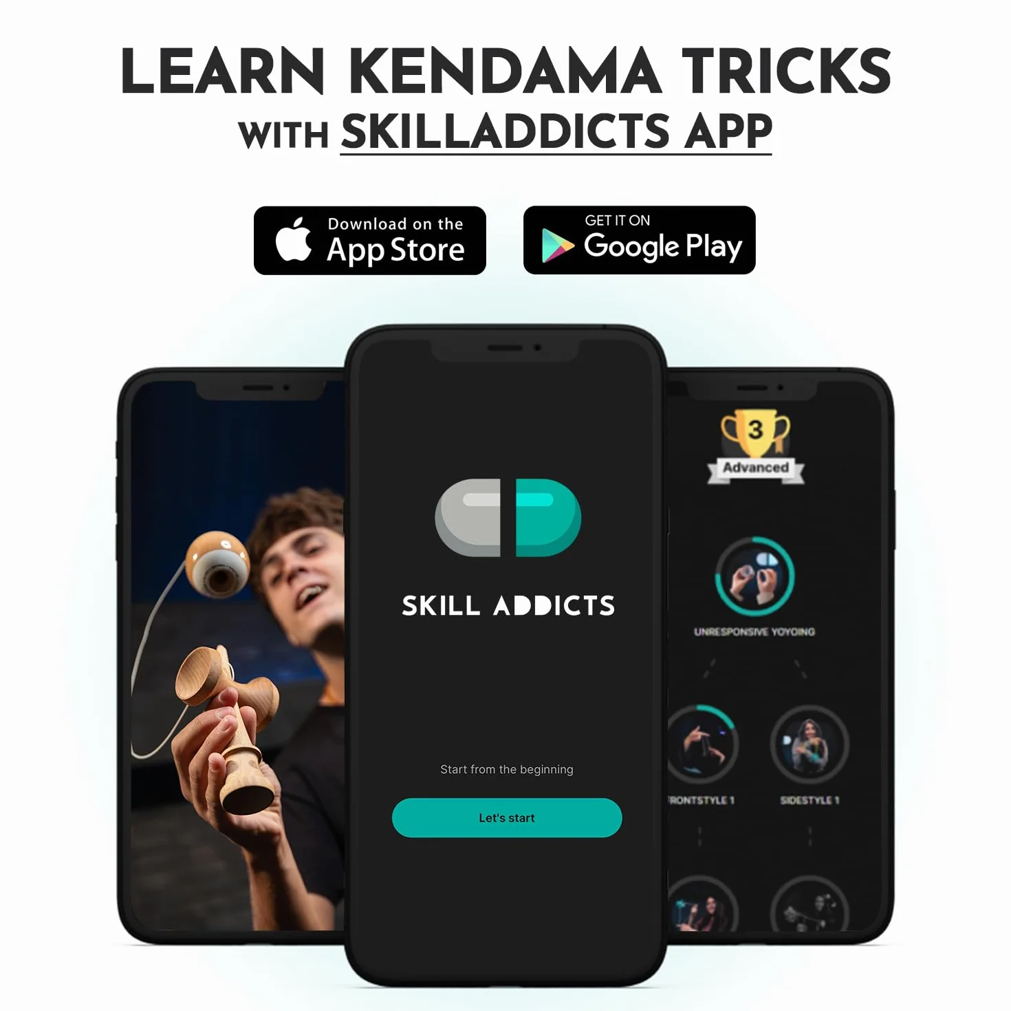 Kendama - Kendama, de madera moderna, original para trucos, para niños y adultos, color negro