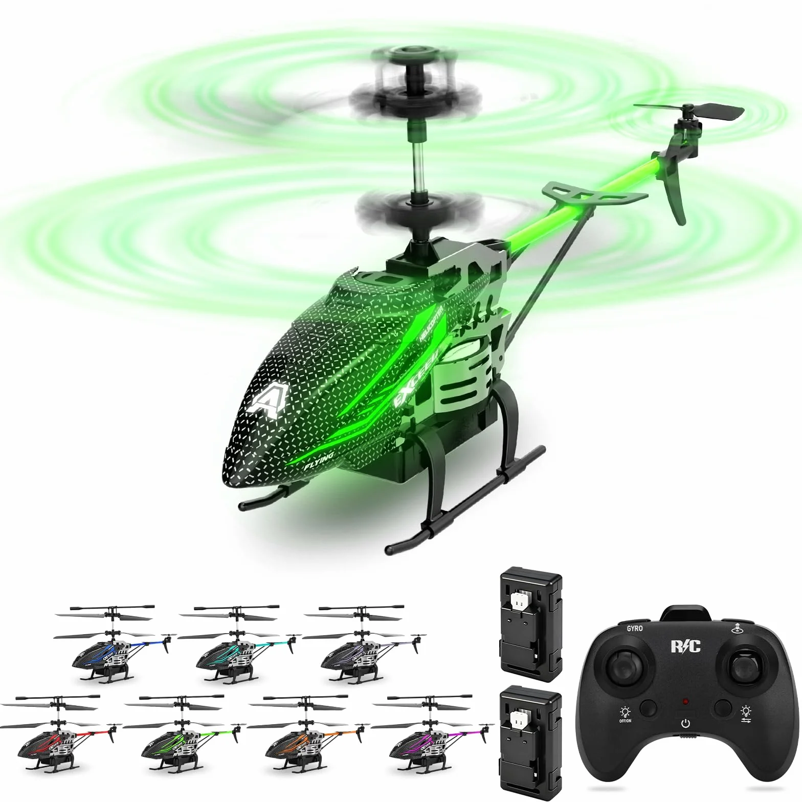 RC Helicóptero,Helicóptero teledirigido 2.4G con luz 7 colores LED,Elicoptero Teleridijido niño 3.5 Canales,Avion Teledirigido con Giroscopio y Altura Fija,Regalos de Fiesta Ideales para niños y niñas