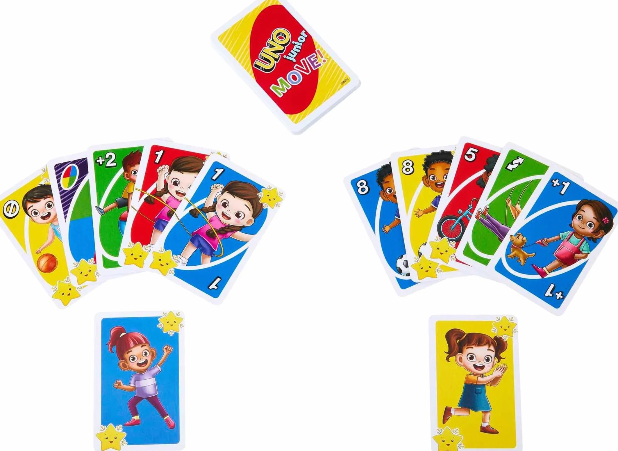 Mattel Games UNO Junior Move! Juego de Cartas con Tres Niveles para Jugar, Juego de Mesa +3 años (Mattel HNN03)