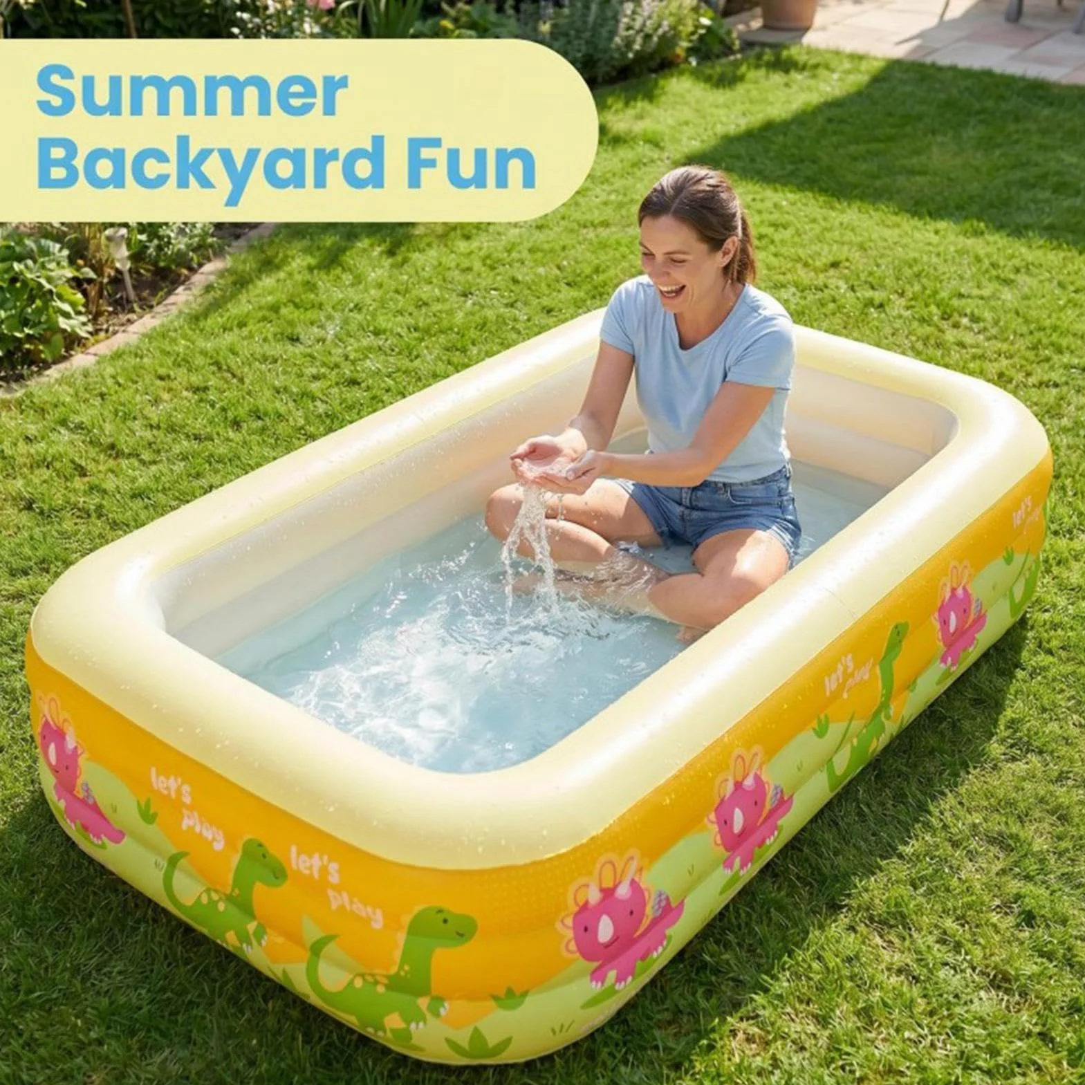 Piscina Infantil Hinchable Tina de Juegos de Agua Antideslizante de PVC | Piscina Hinchable de Verano para Niños para Adultos Niñas Niños Interior Exterior Jardín Patio Piscina Playa Verano