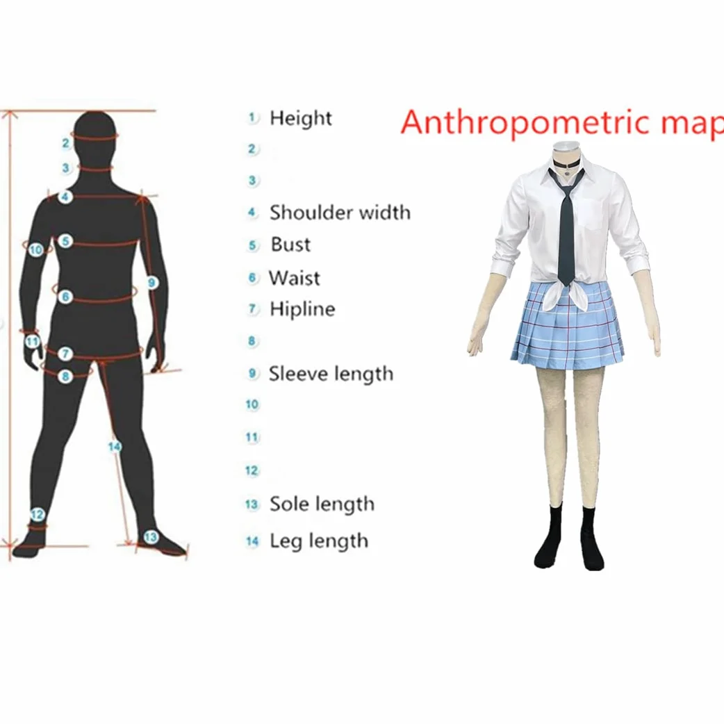 Disfraz de anime para cosplay de Kitagawa, falda a cuadros, traje de peluca y zapatos