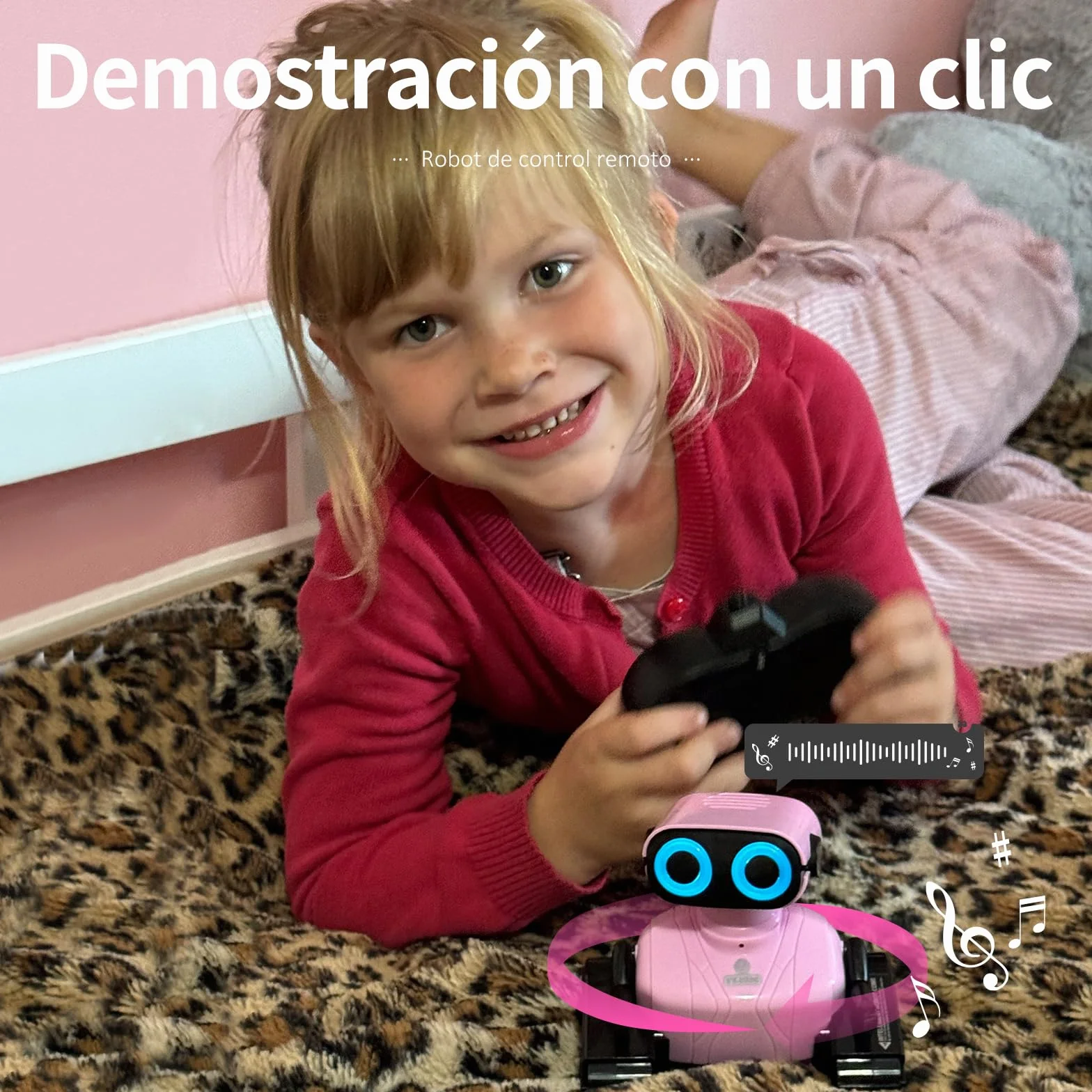 GILOBABY Robot Juguete, Control Remoto de 2,4 GHz Robots para Niños con Ojos LED, Brazos Flexibles, Sonido y Baile, Juego Educativo Regalo de Cumpleaños para Niños y Niñas más de 3 años (Rosa)