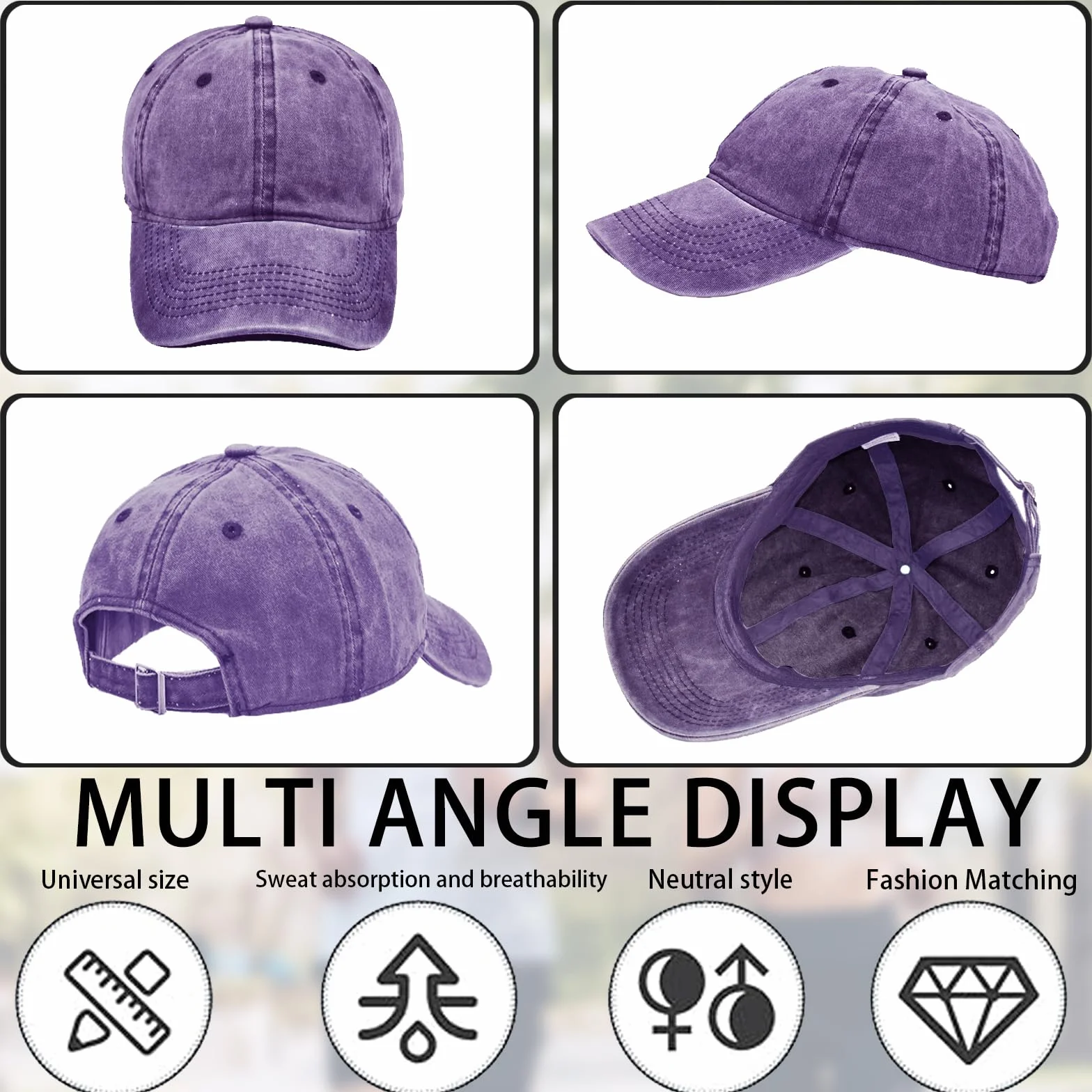 Gorra de Béisbol Lavada 100% Algodón Visera Ajustable Niños 3-8 Años