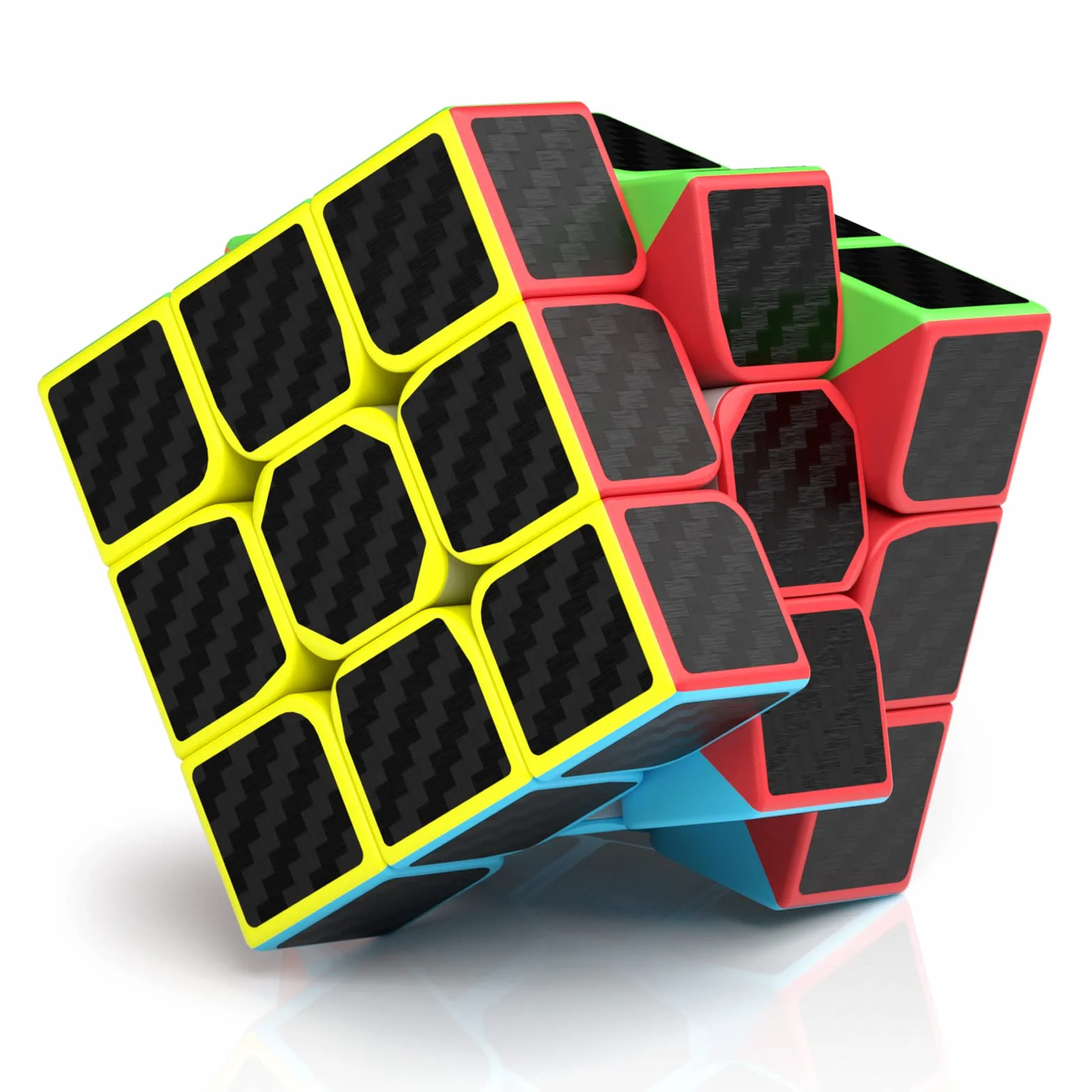 ROXENDA Cubo de Velocidad 3x3, Cubo Mágico 3x3x3 Etiqueta de Fibra de Carbono Super-Duradera con Colores Vivos (3x3x3)
