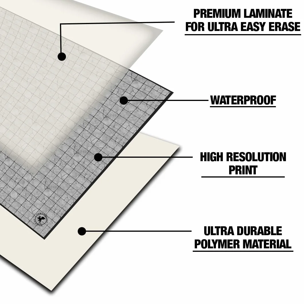 Dungeon 2X Grid Game Mat + Rotuladores y Borrador + Cofres, Mapa Juego rol, D&D, Dragones y Mazmorras, Tablero rol y Juegos de Mesa, Dungeons and Dragons, DND, RPG, Dungeon Master.