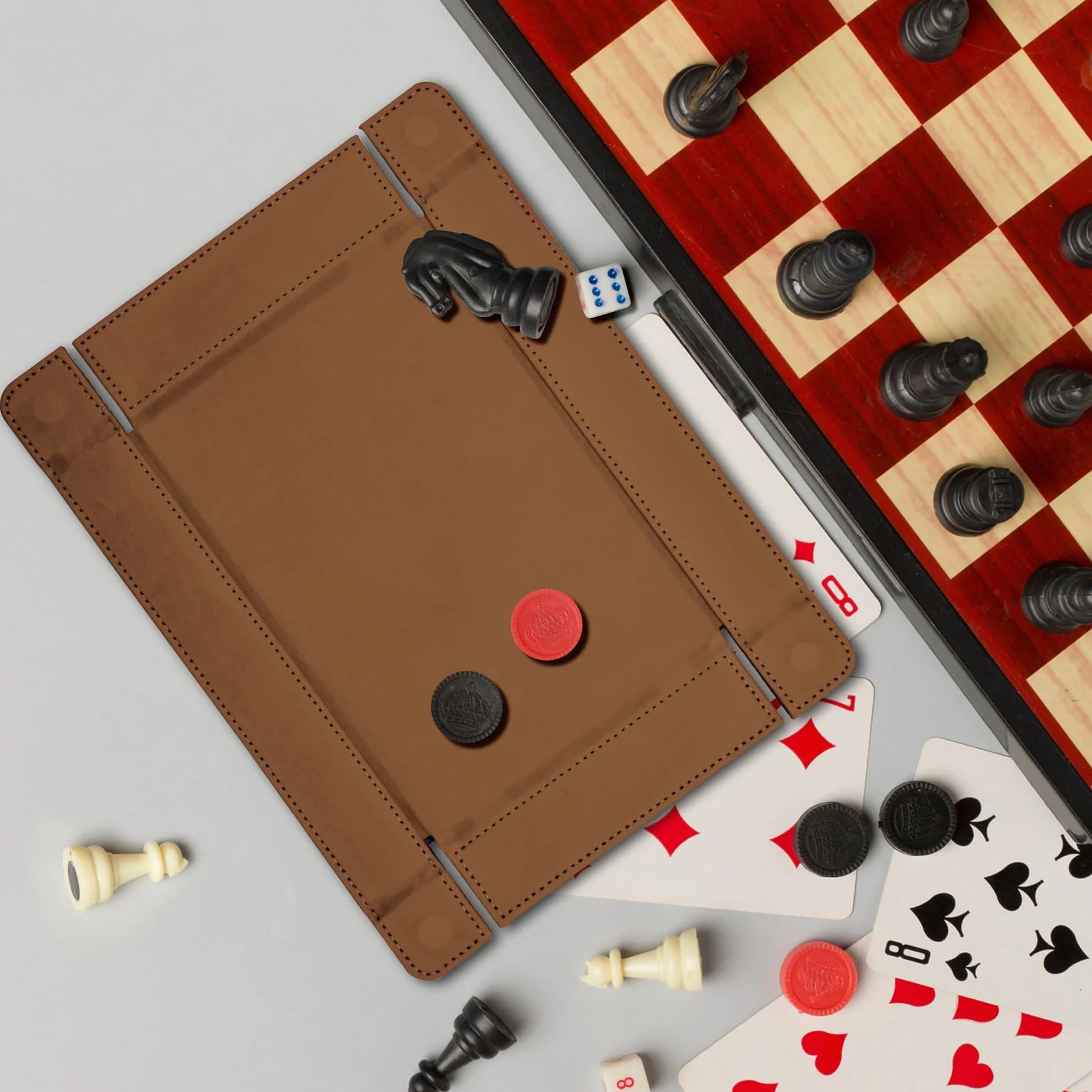 SIQUK Tablero de Dados Magnético Bandeja de Dados Rectangular Tablero de Dados Plegable Dice Tray para DND RPG, Camello