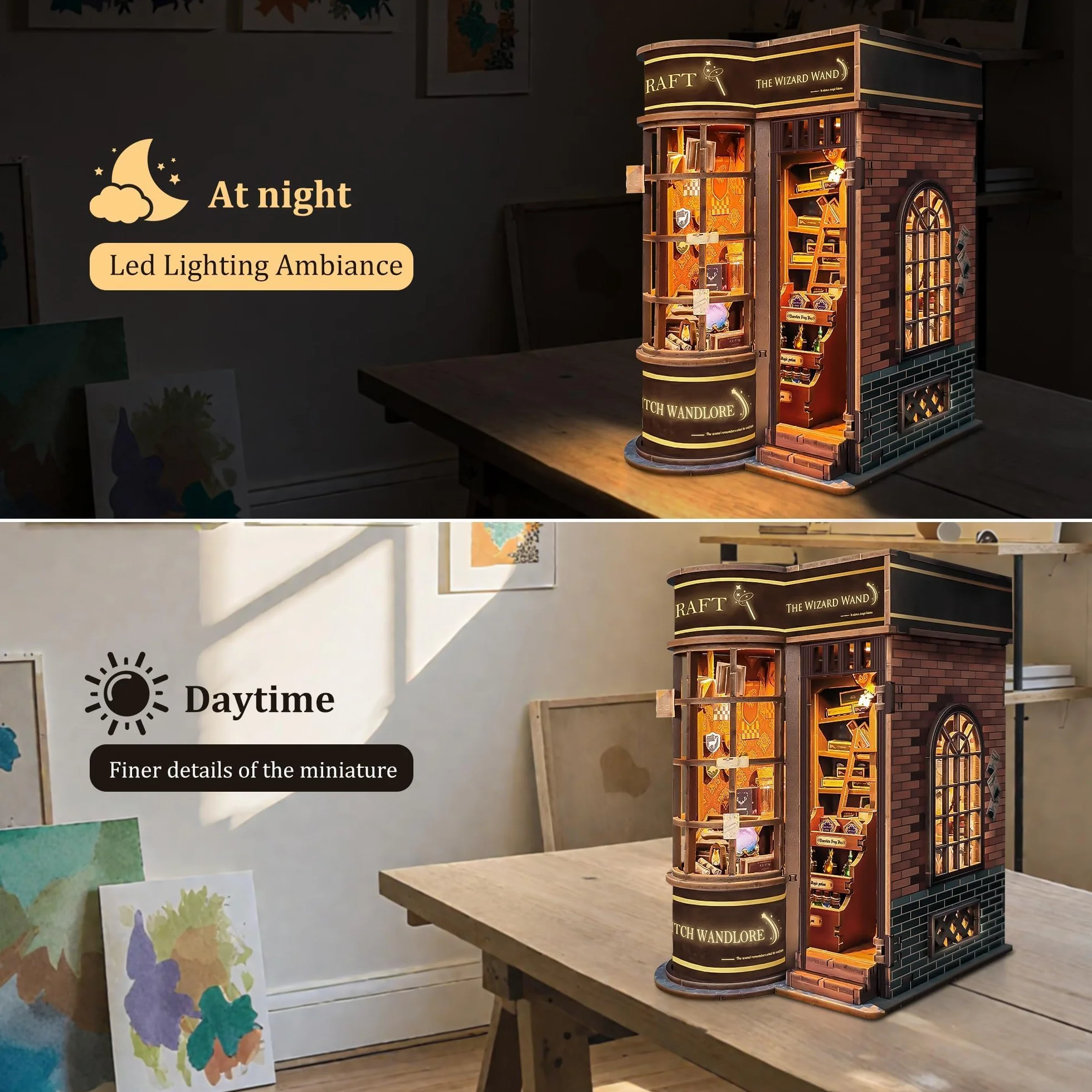 Kit Book Nook Casas en Miniatura con Muebles y Luces LED para Adultos