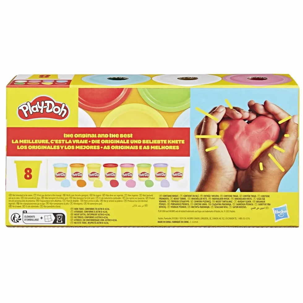 Play-Doh, Pack de 8 Botes de 85 Gramos de Colores del arcoíris