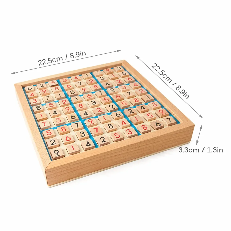 Lechnical Juego de Rompecabezas de Madera Sudoku Juego de Sudoku de Madera con cajón Math Brain Teaser Juguetes de Escritorio