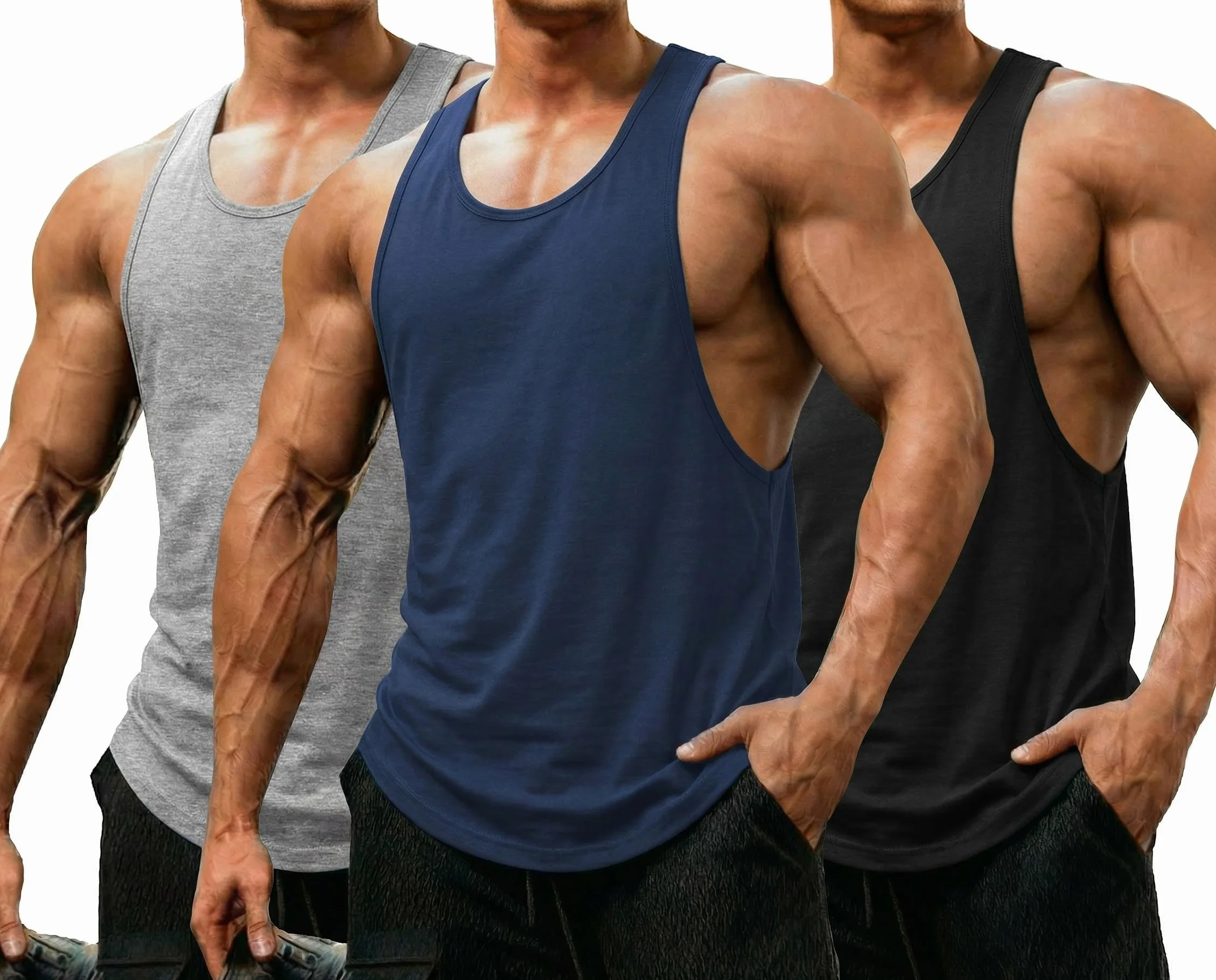 COOFANDY Camiseta de tirantes para hombre 3 unidades culturismo entrenamiento sin mangas fitness gimnasio