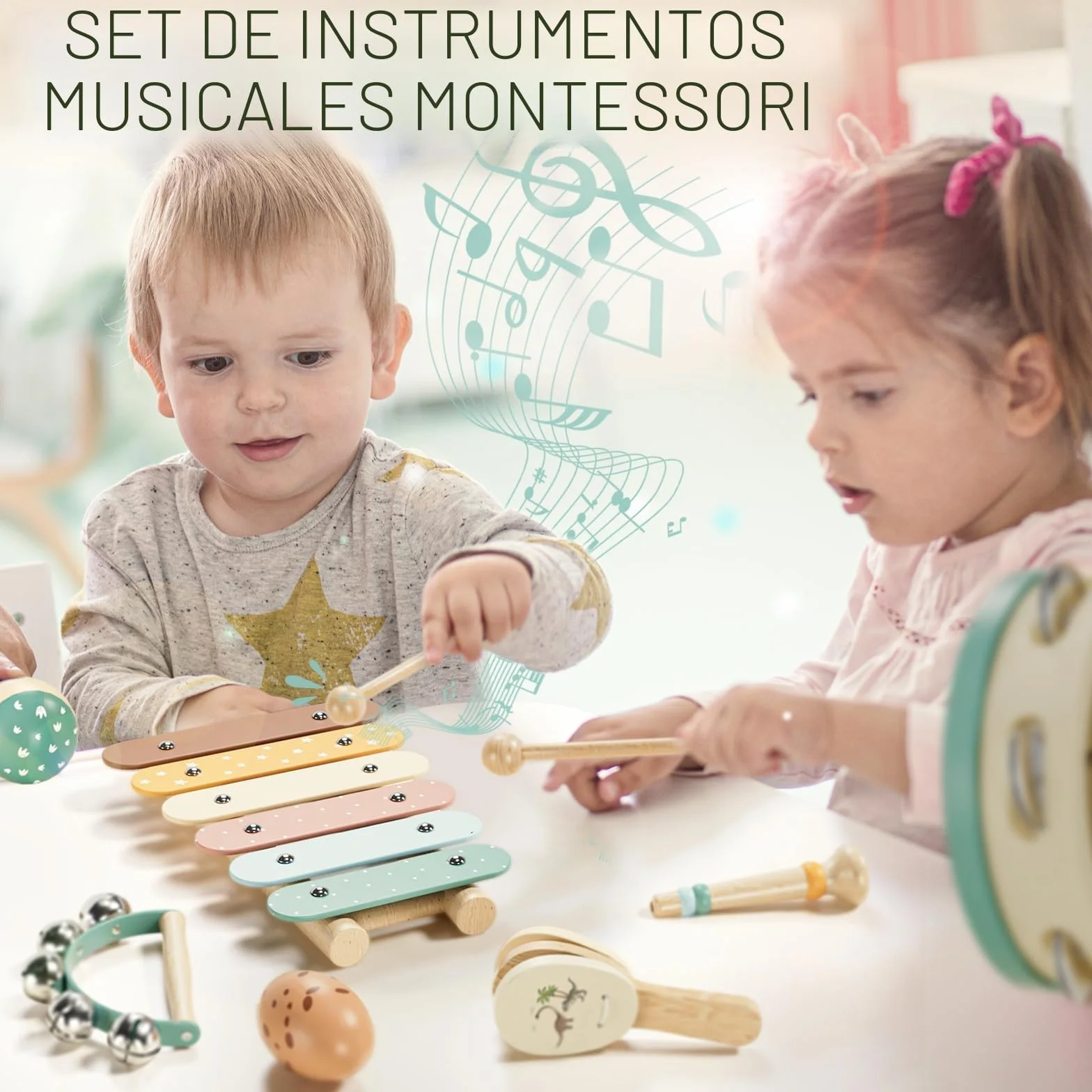 Lehoo Castle Juguetes Niños Instrumentos Musicales Juguetes Madera para Bebes Xilófono Tambor Juguetes Montessori Educación Regalos Niños Niña 1 2 3 Años
