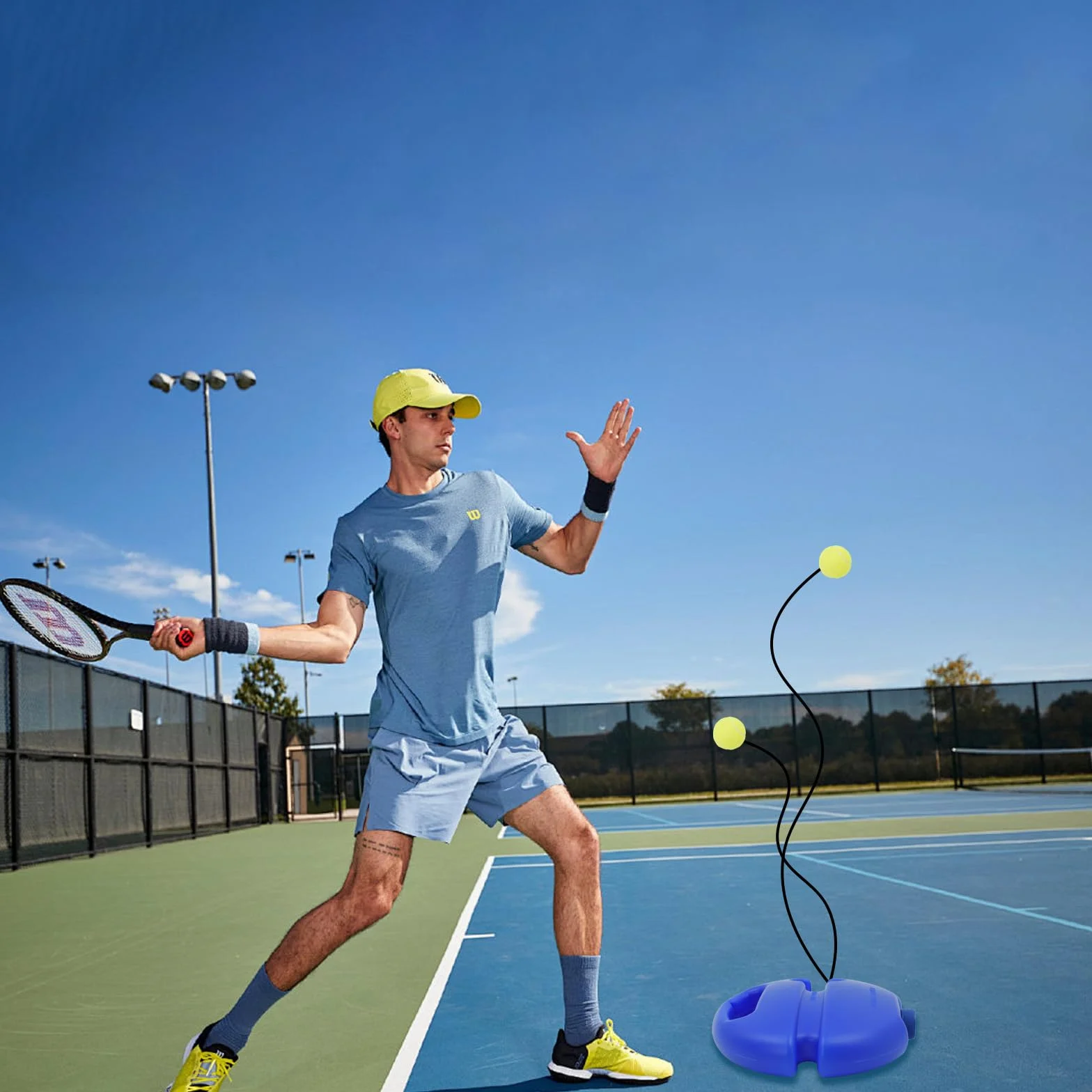 PROVO Entrenador de Tenis, Set de Entrenamiento con 2 Bolas de Rebote para Niños Adultos Principiantes