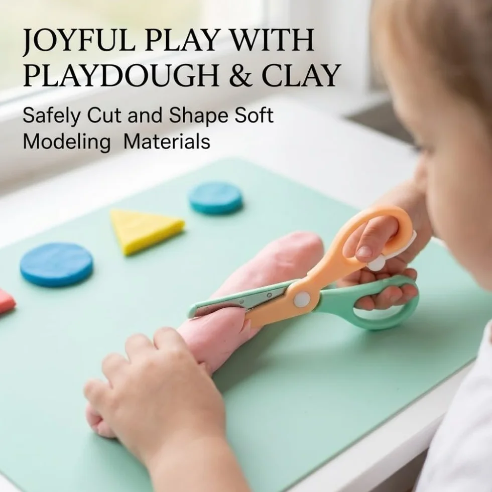 3 Piezas Tijeras de Aprendizaje para Niños, 10,7 cm Herramienta Creativa de Plástico con Resorte, Diseño de Doble Color, Para Manualidades en Casa y Aula de Preescolar, Puntas Redondeadas